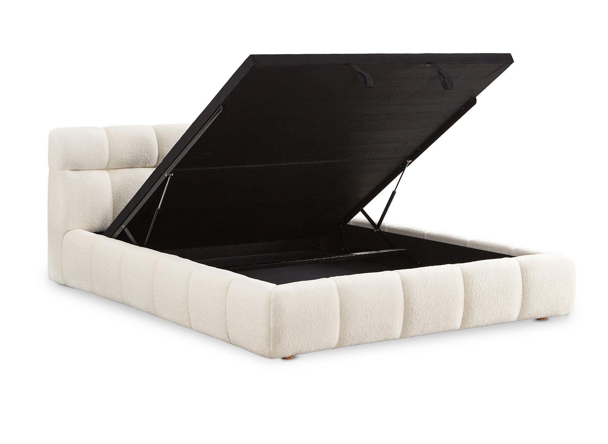 Cama contenedor de tela bouclé crudo GEORGINA 180x200 cm