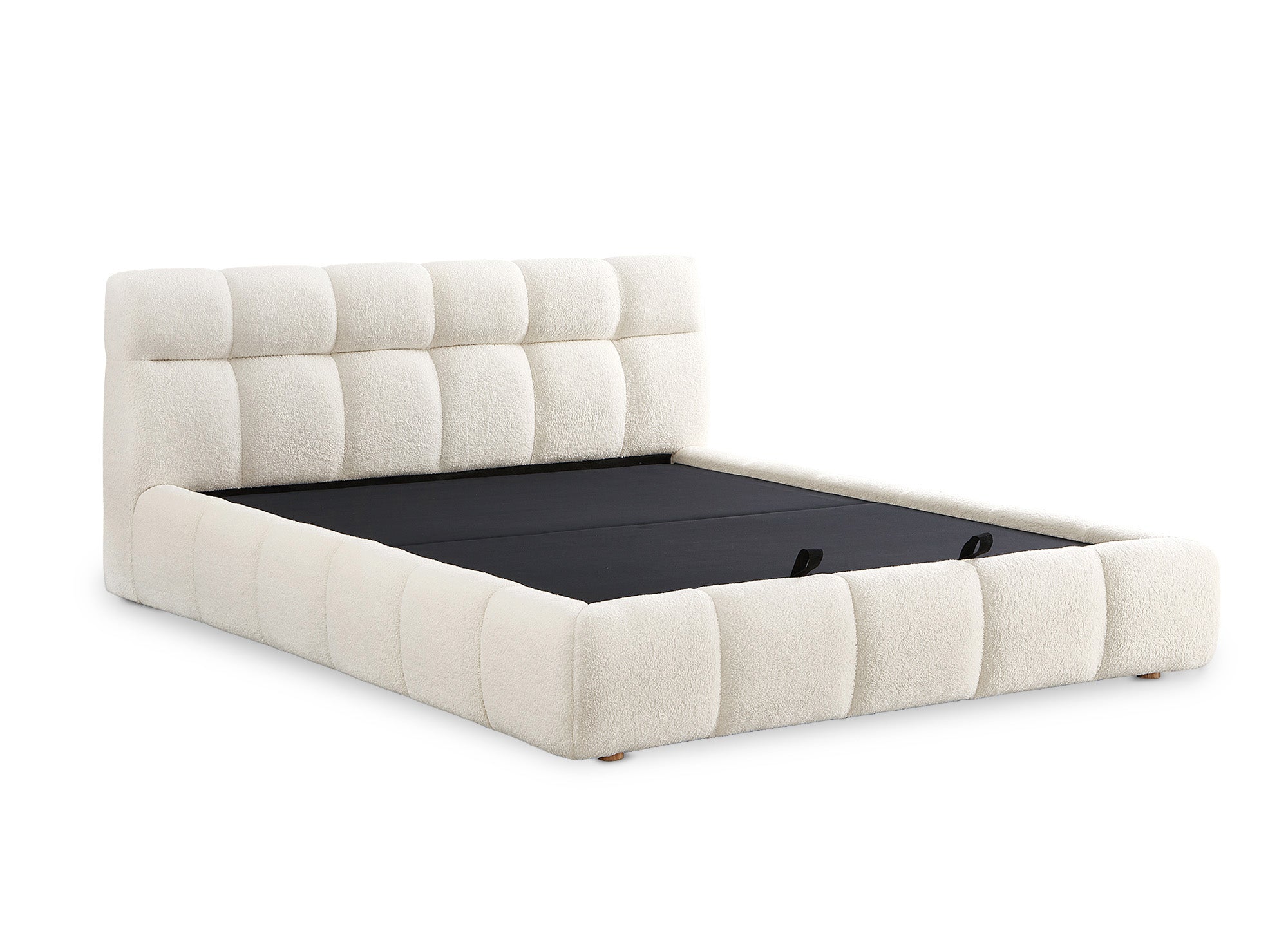 Cama contenedor de tela bouclé crudo GEORGINA 180x200 cm