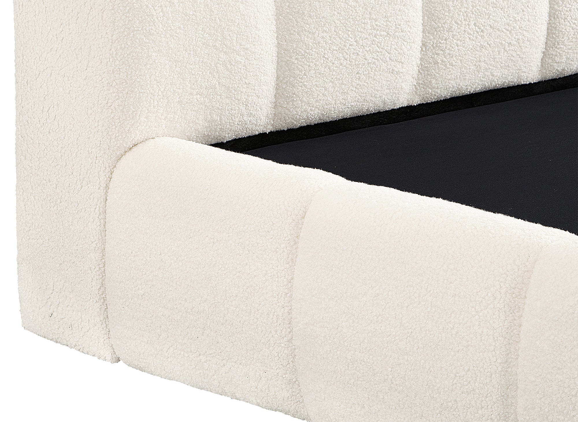 Cama contenedor de tela bouclé crudo GEORGINA 160x200 cm