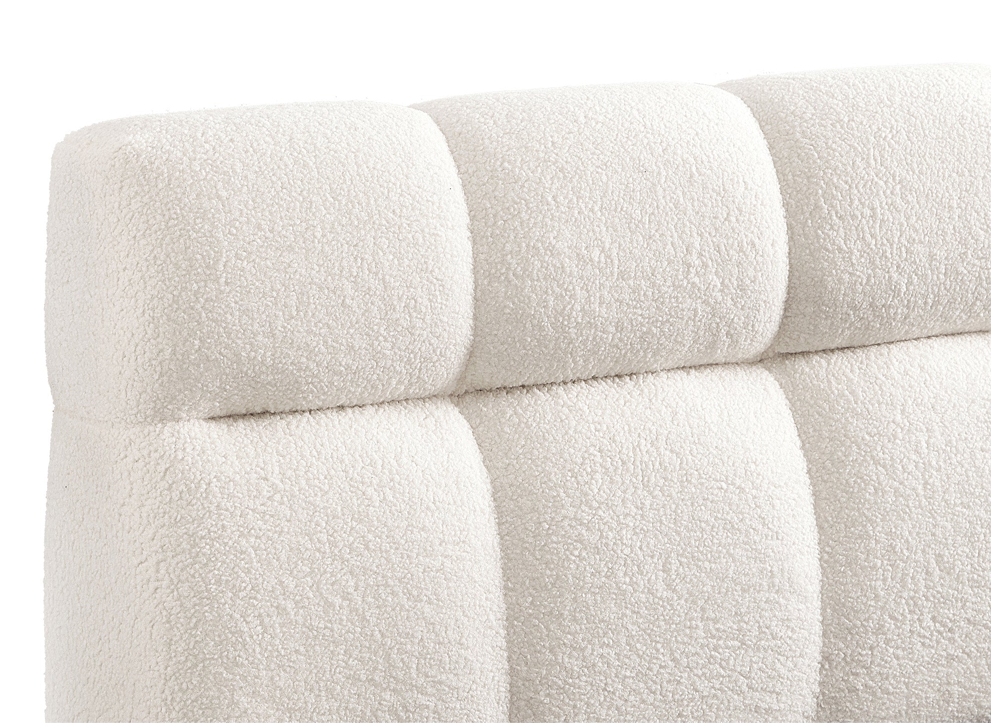 Cama contenedor de tela bouclé crudo GEORGINA 160x200 cm