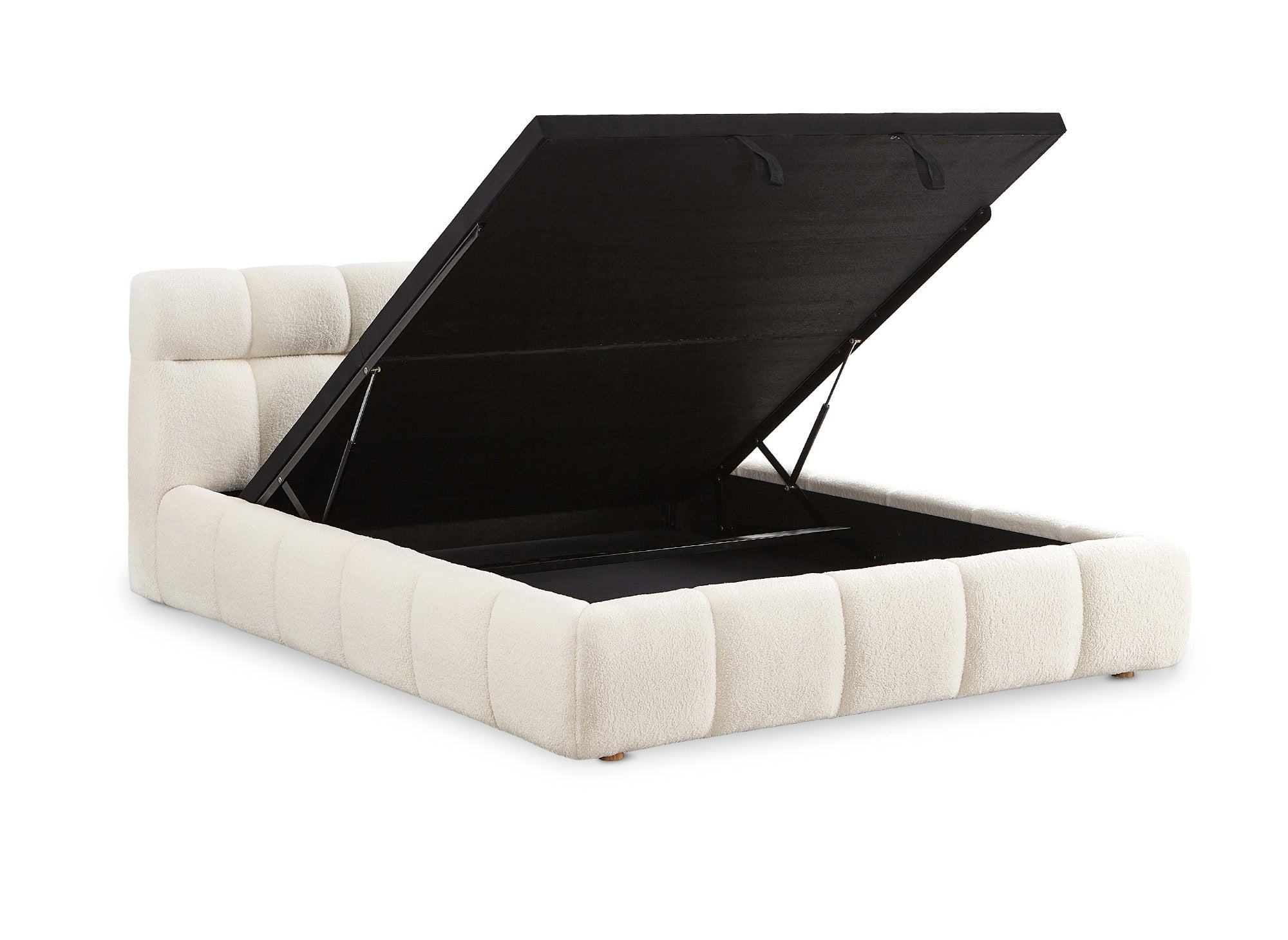 Cama contenedor de tela bouclé crudo GEORGINA 160x200 cm