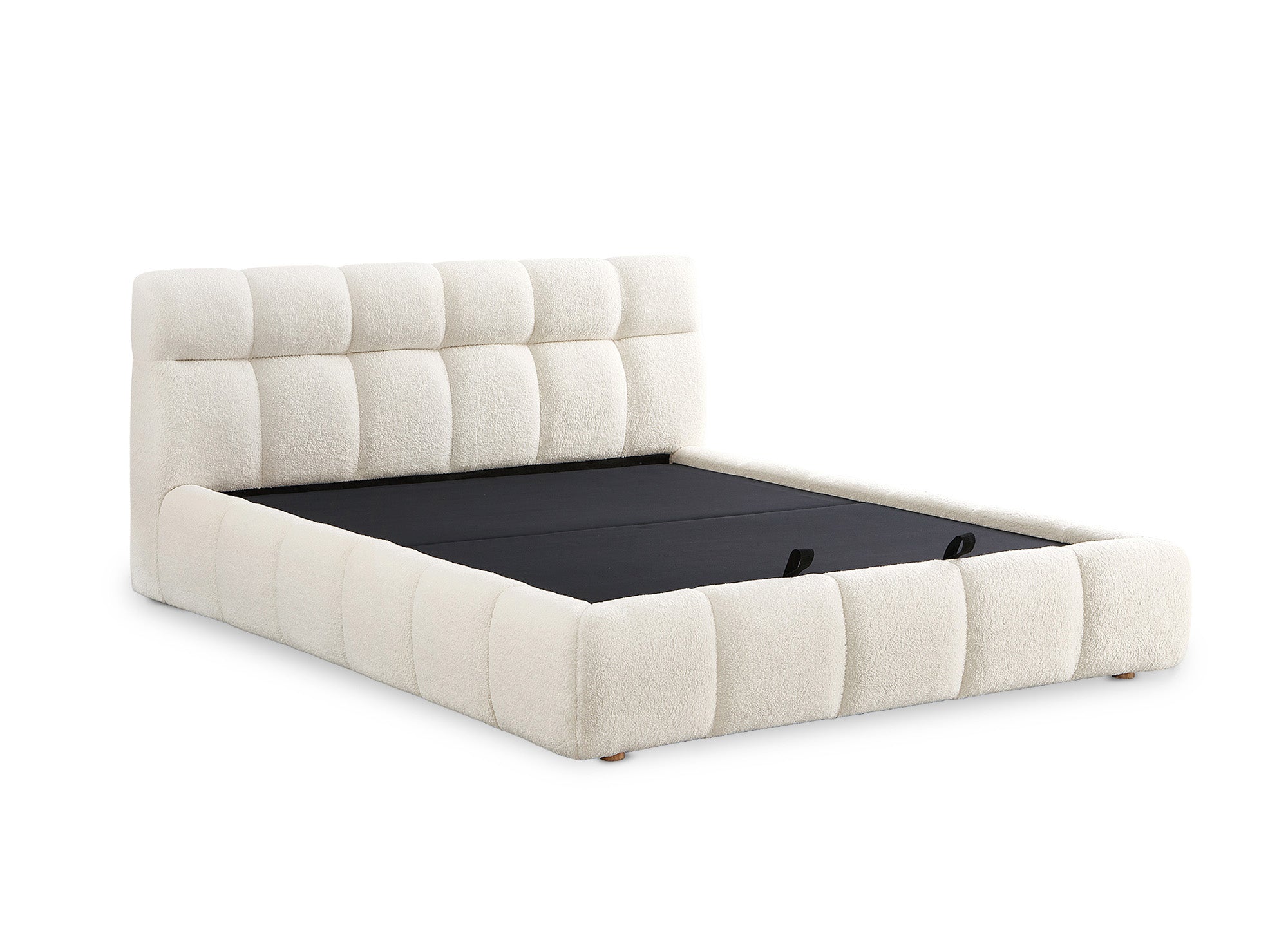 Cama contenedor de tela bouclé crudo GEORGINA 160x200 cm