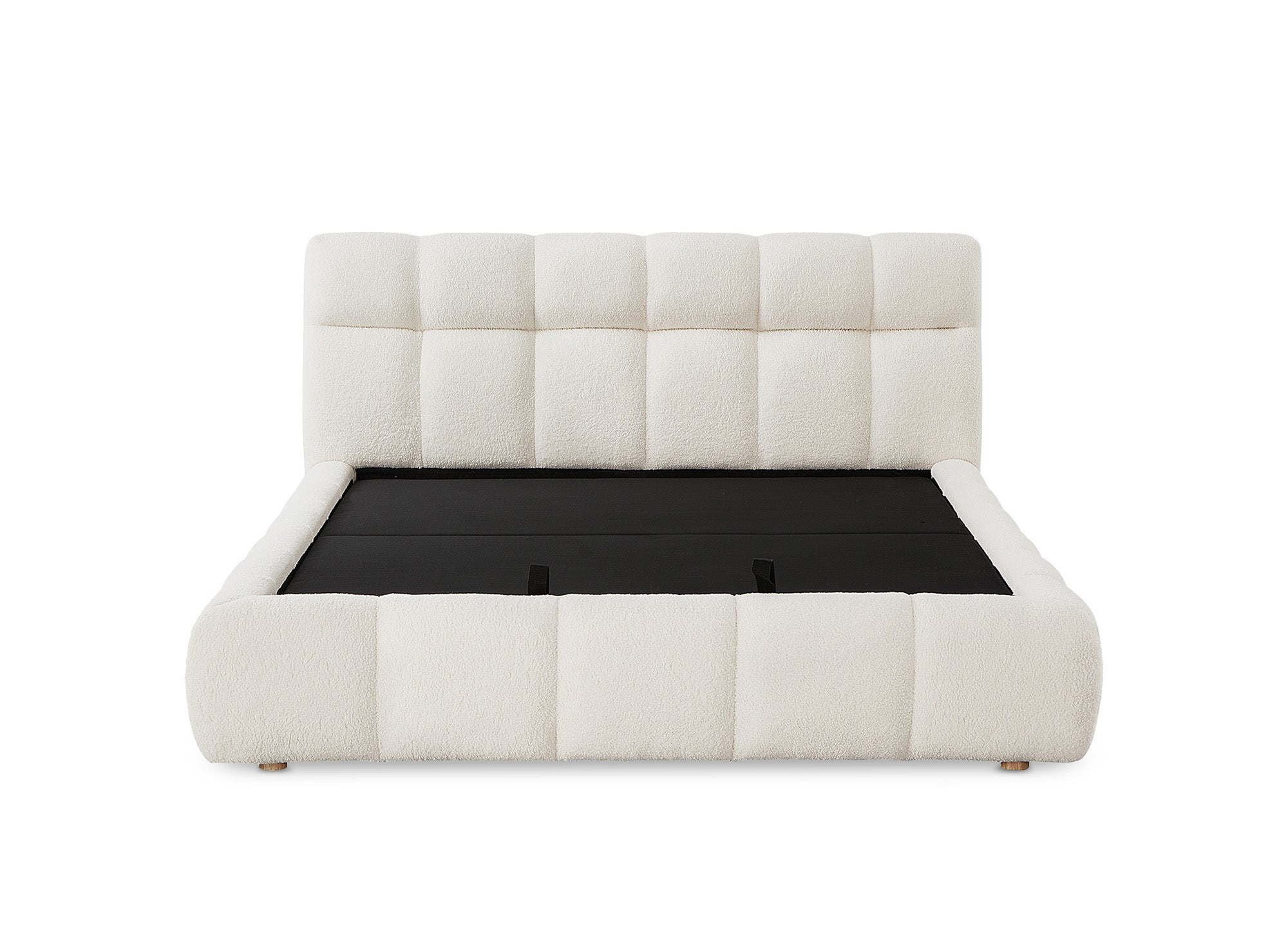 Cama contenedor de tela bouclé crudo GEORGINA 140x190 cm