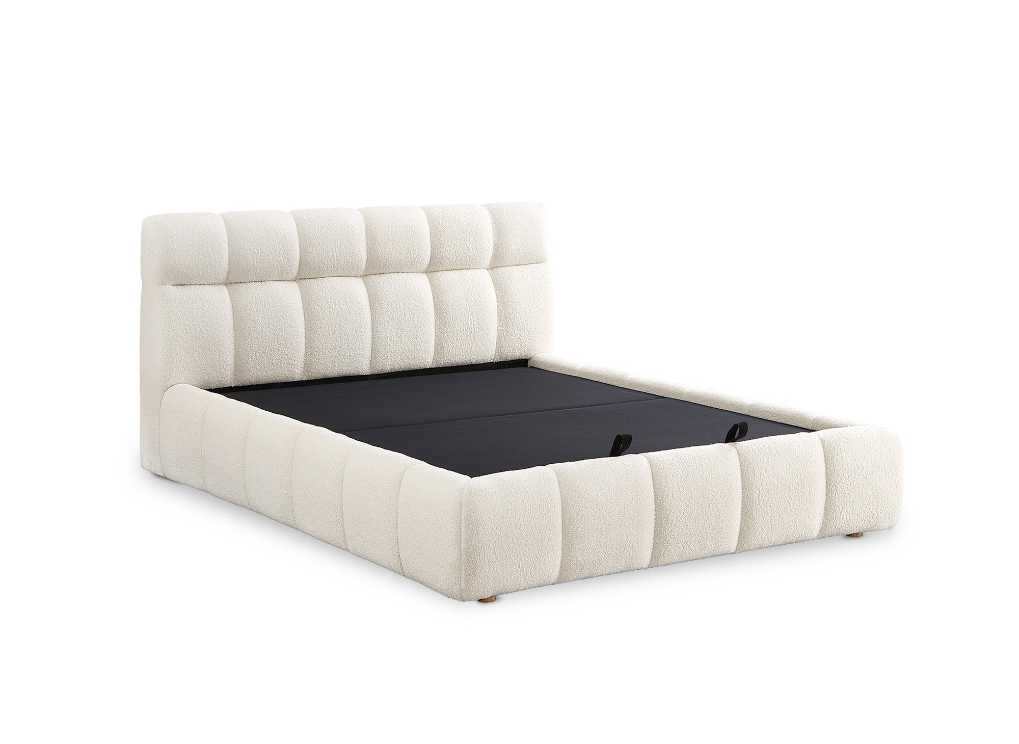 Cama contenedor de tela bouclé crudo GEORGINA 140x190 cm