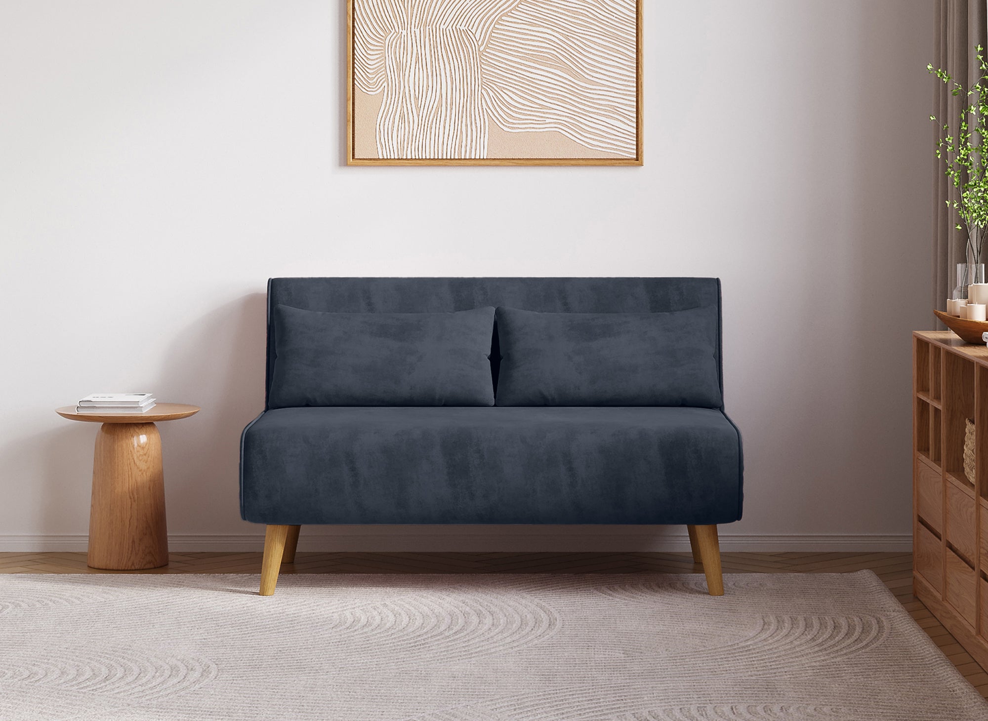 Sofá cama TONKA de 2 plazas en terciopelo gris