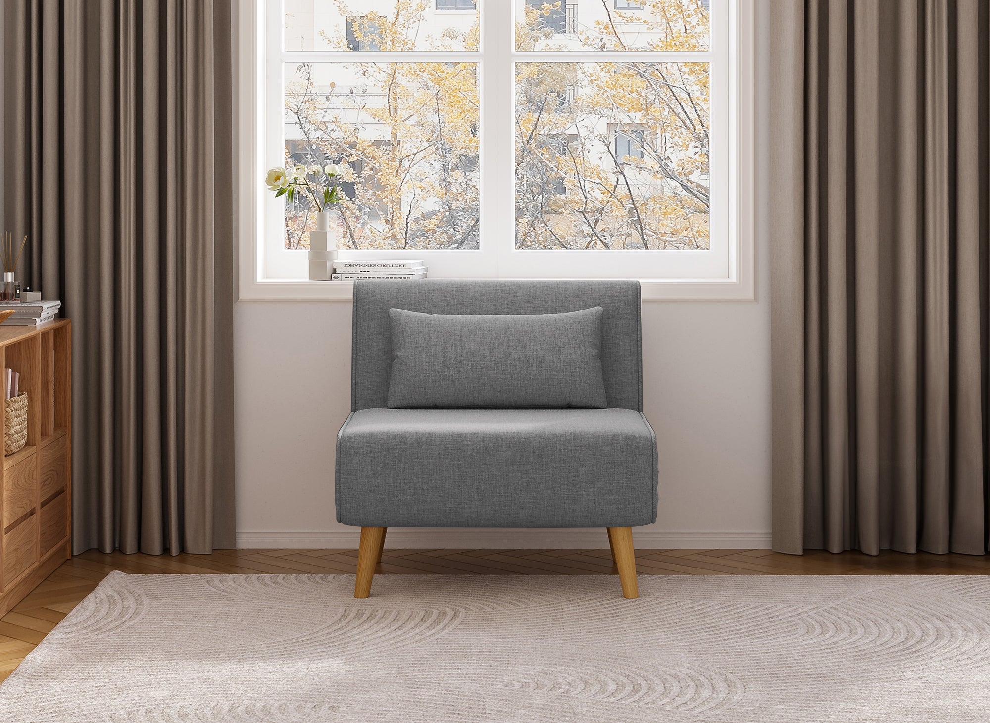 Sillón convertible TONKA en tela gris