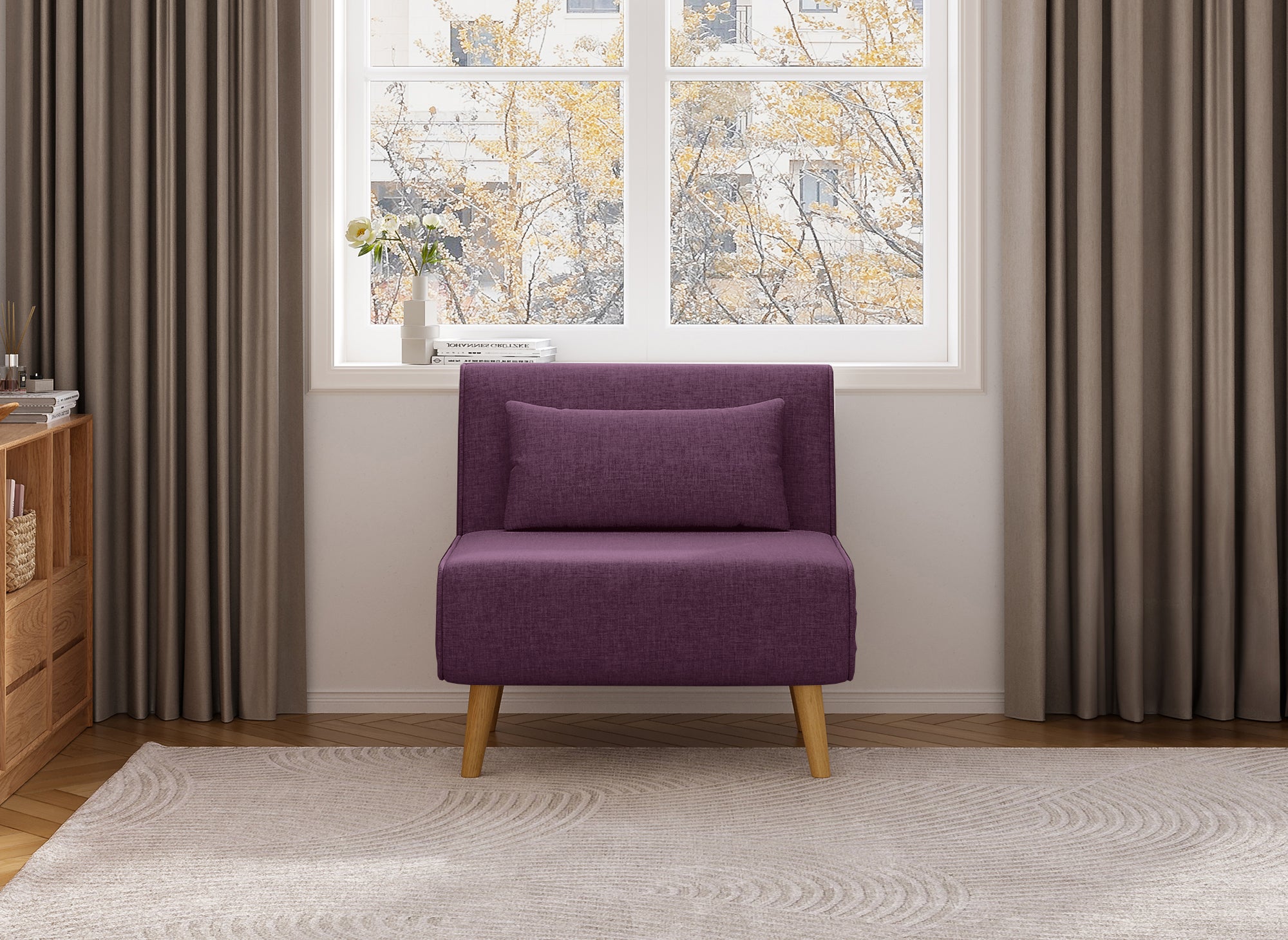 Sillón convertible TONKA en tela morada