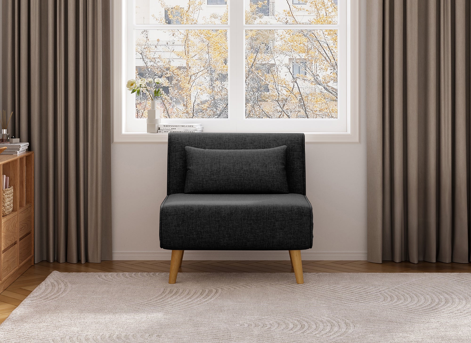 Sillón convertible TONKA en tela gris antracita