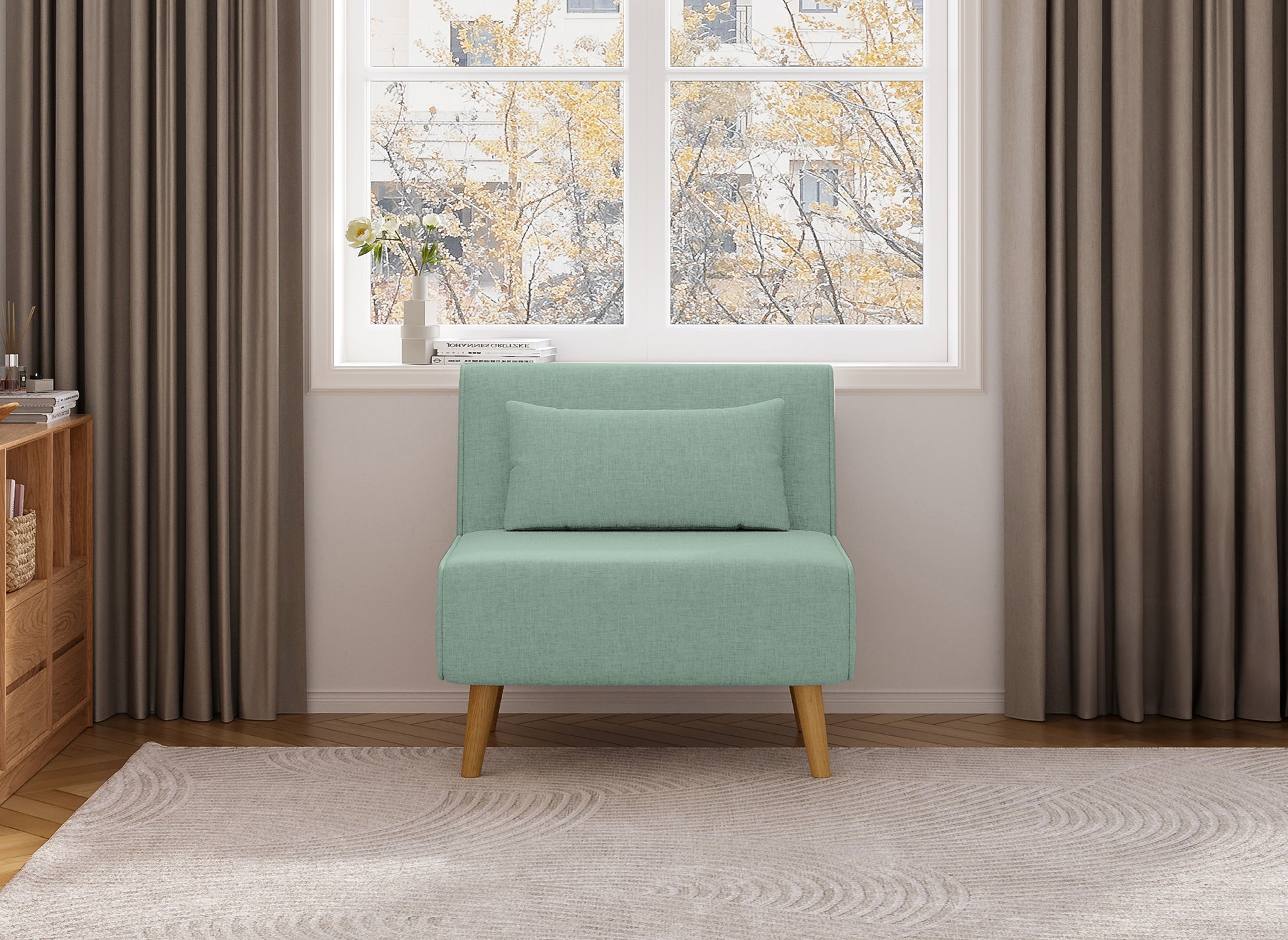 Sillón convertible TONKA en tela verde agua