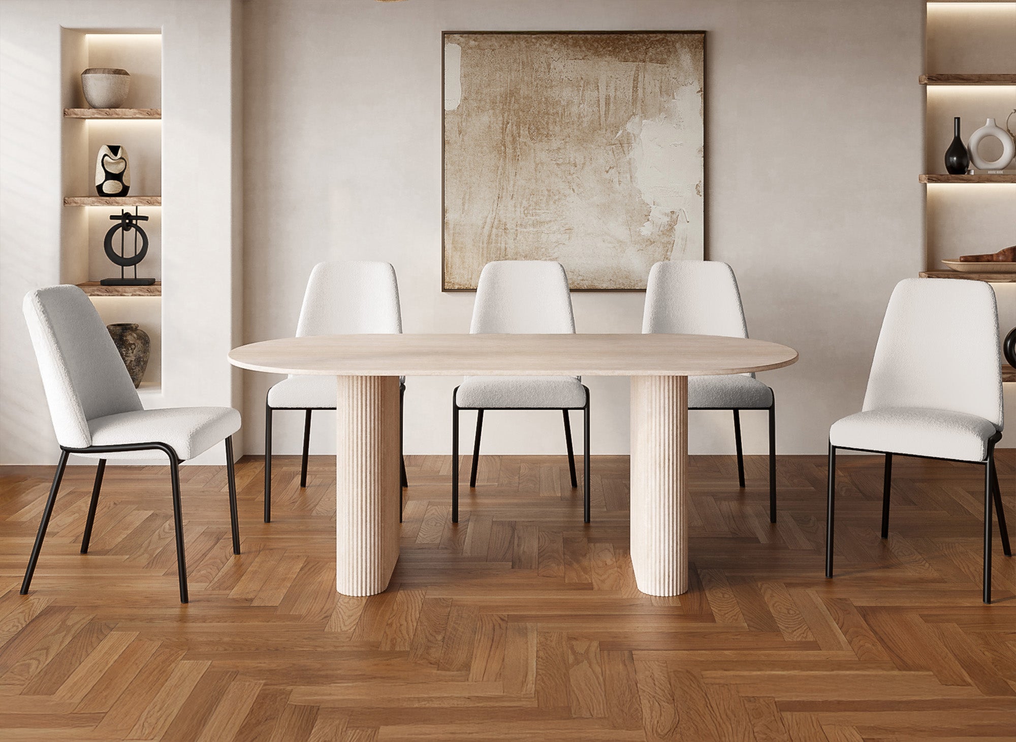 Juego de 2 sillas blancas con efecto piel de oveja ABRIL