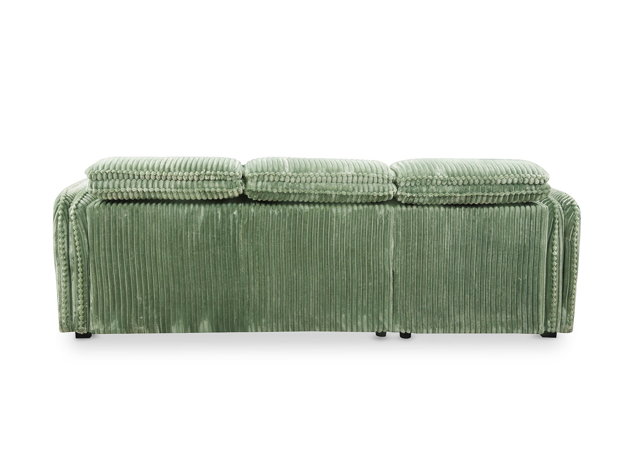 Sofá cama esquinero ISABELLA en pana gruesa verde claro - Esquina derecha