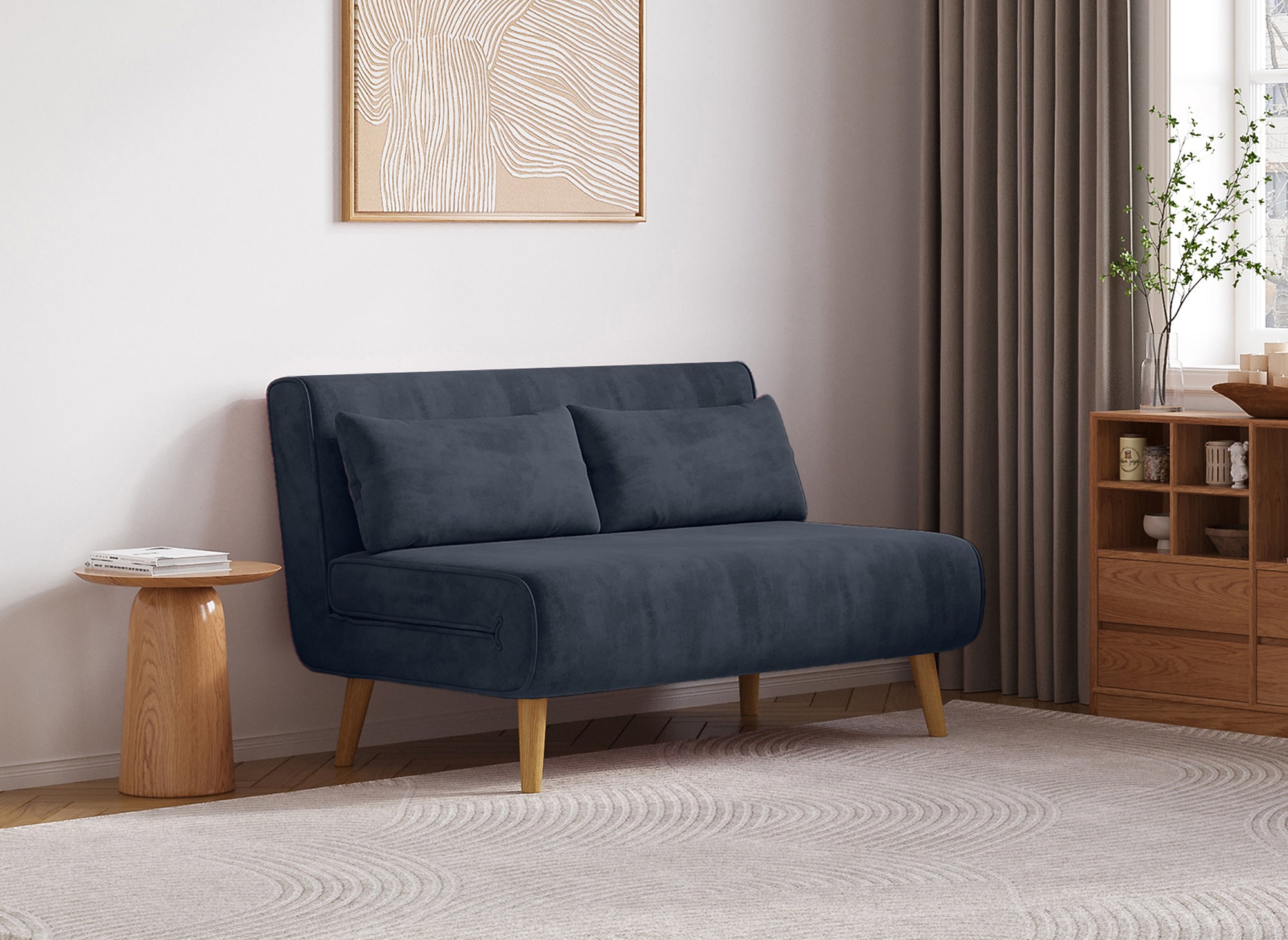 Sofá cama TONKA de 2 plazas en terciopelo gris