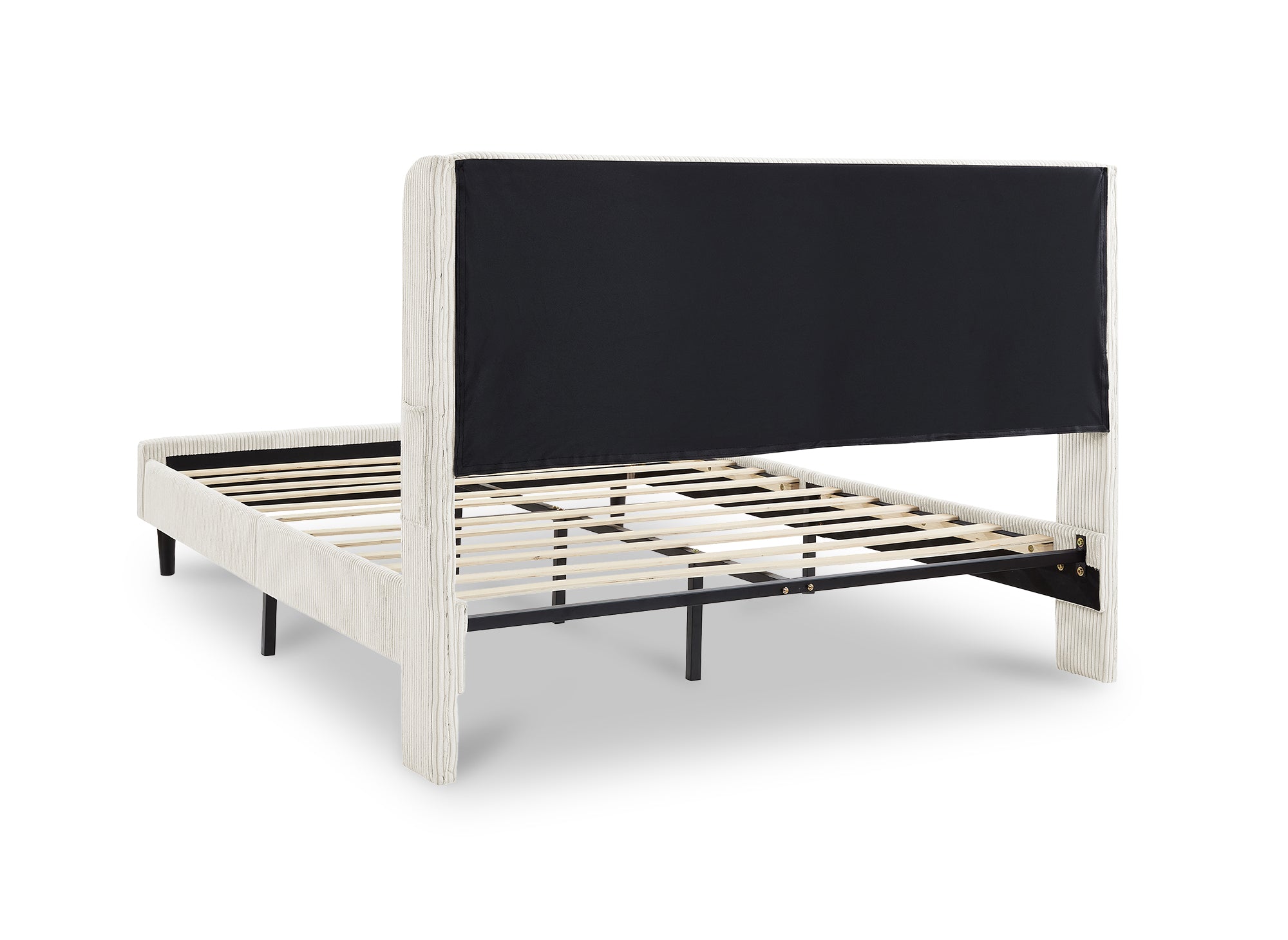 Cama doble de pana gruesa color beige 160x200cm LEVY