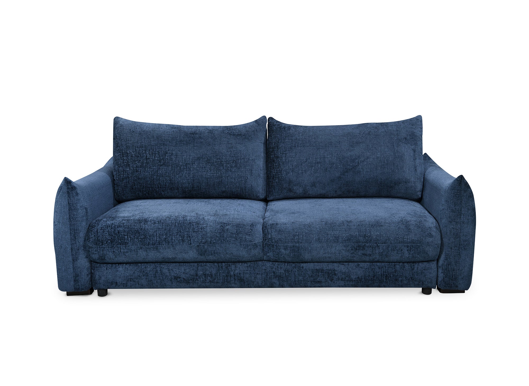 Sofá cama de 3 plazas COLBY con almacenaje en terciopelo azul jaspeado