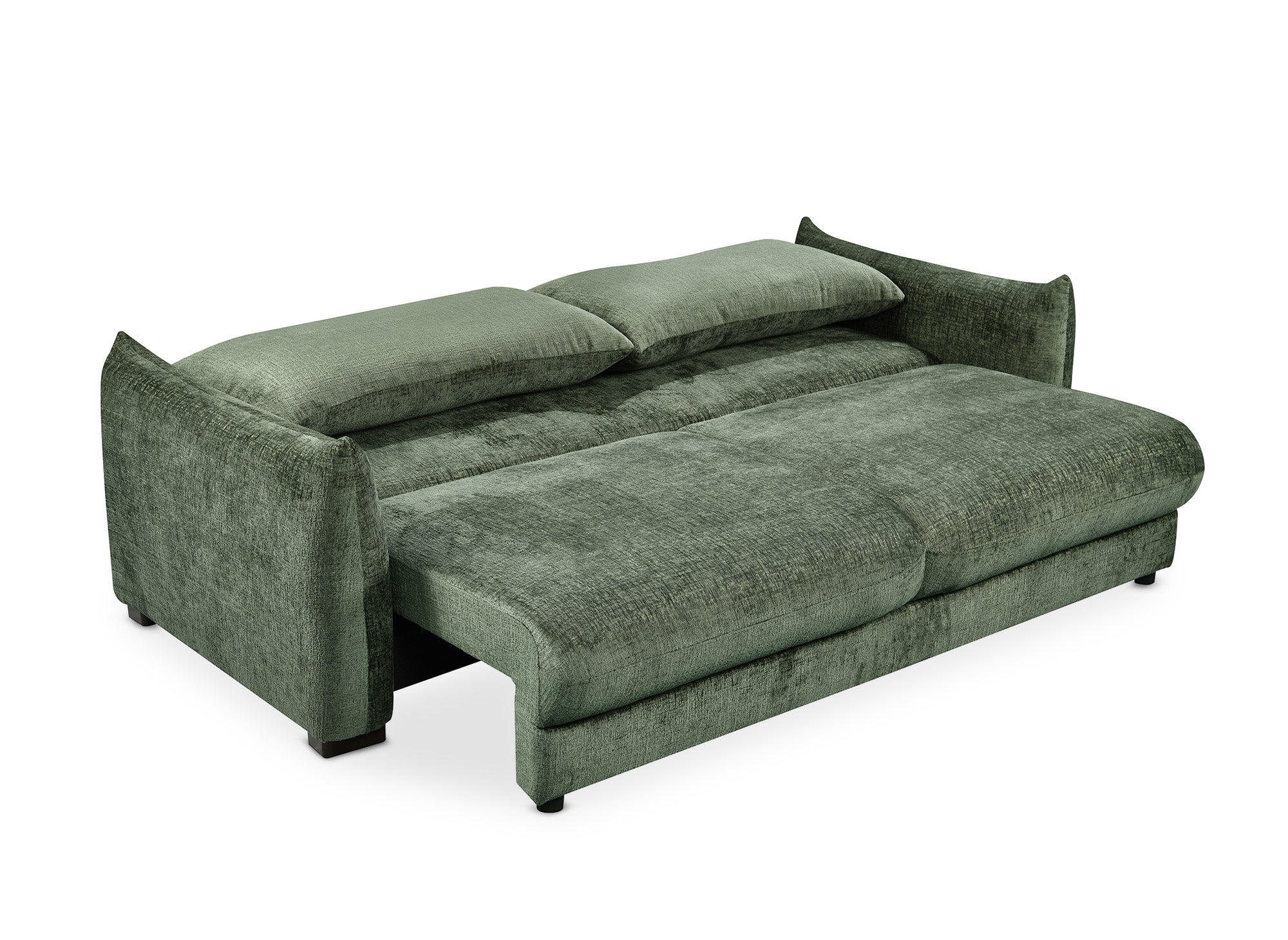 Sofá cama de 3 plazas COLBY con almacenaje en terciopelo caqui jaspeado