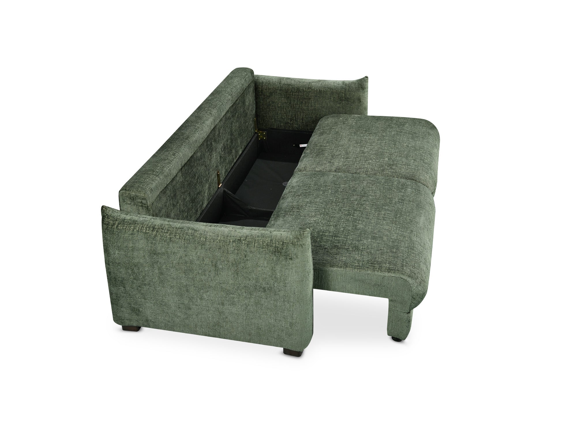 Sofá cama de 3 plazas COLBY con almacenaje en terciopelo caqui jaspeado