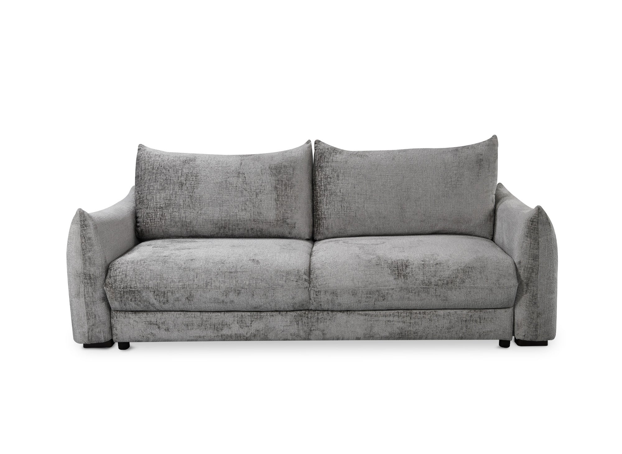 Sofá cama de 3 plazas COLBY con almacenaje en terciopelo gris jaspeado