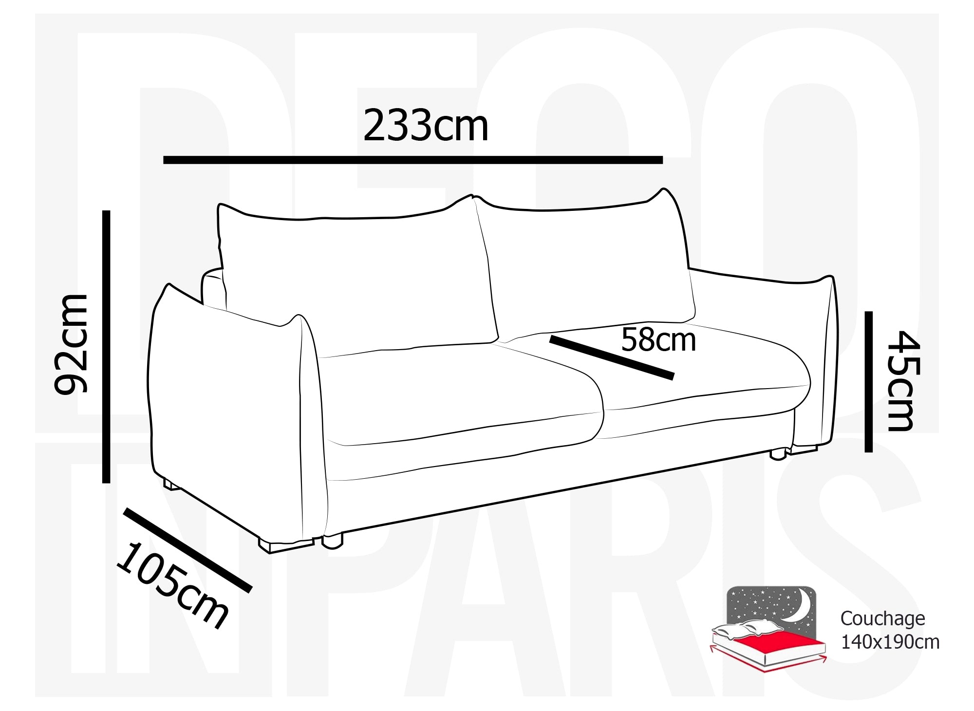 Sofá cama de 3 plazas COLBY con almacenaje en terciopelo jaspeado beige