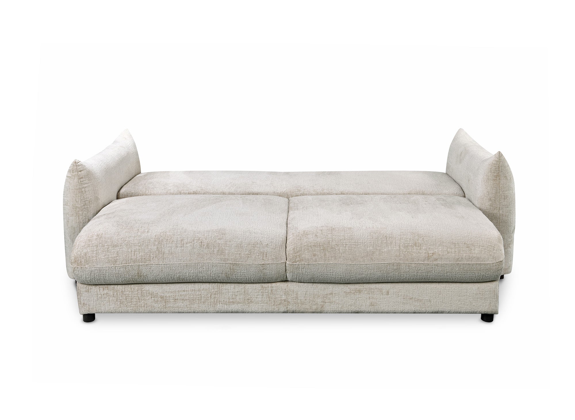 Sofá cama de 3 plazas COLBY con almacenaje en terciopelo jaspeado beige