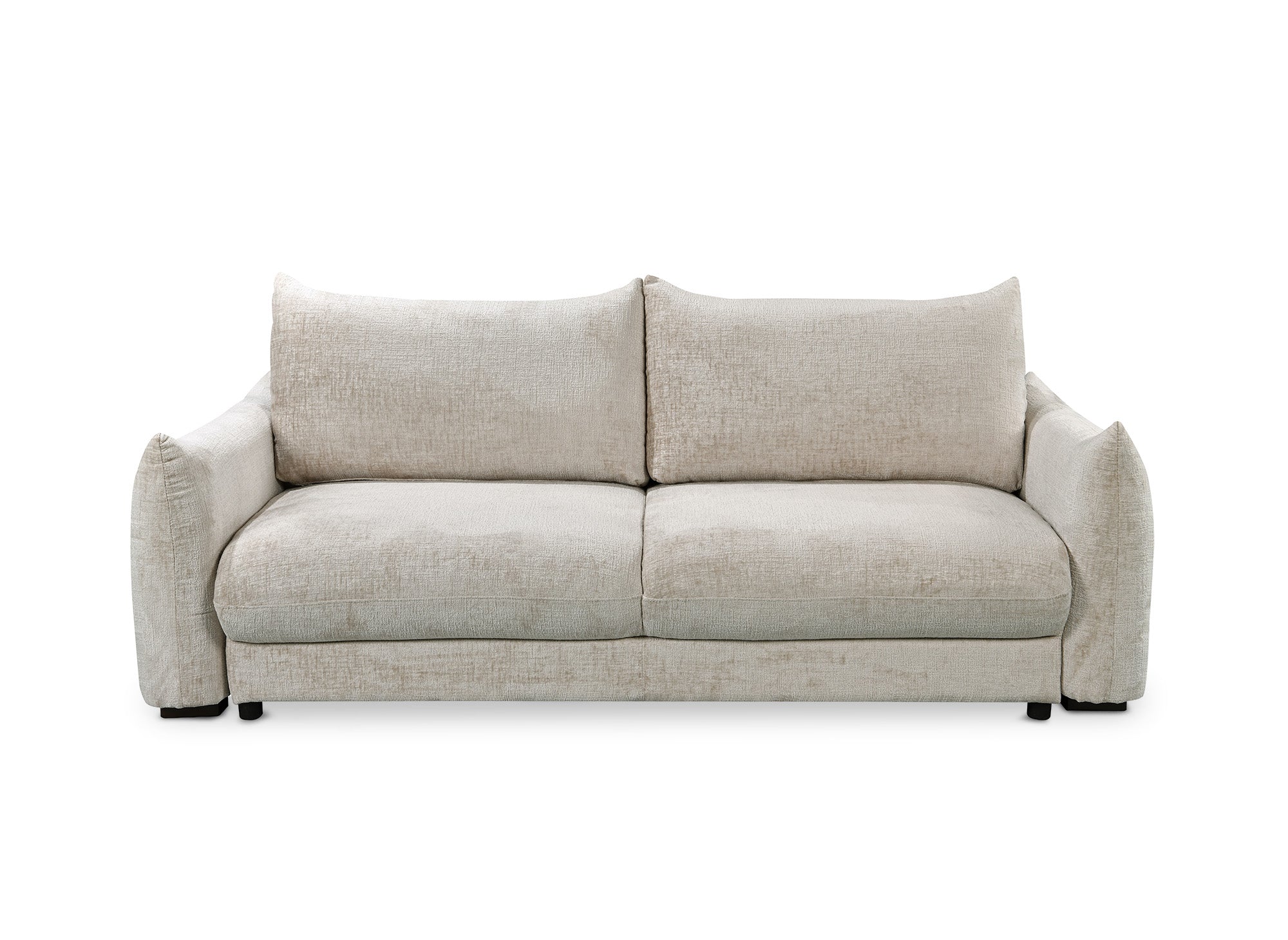 Sofá cama de 3 plazas COLBY con almacenaje en terciopelo jaspeado beige