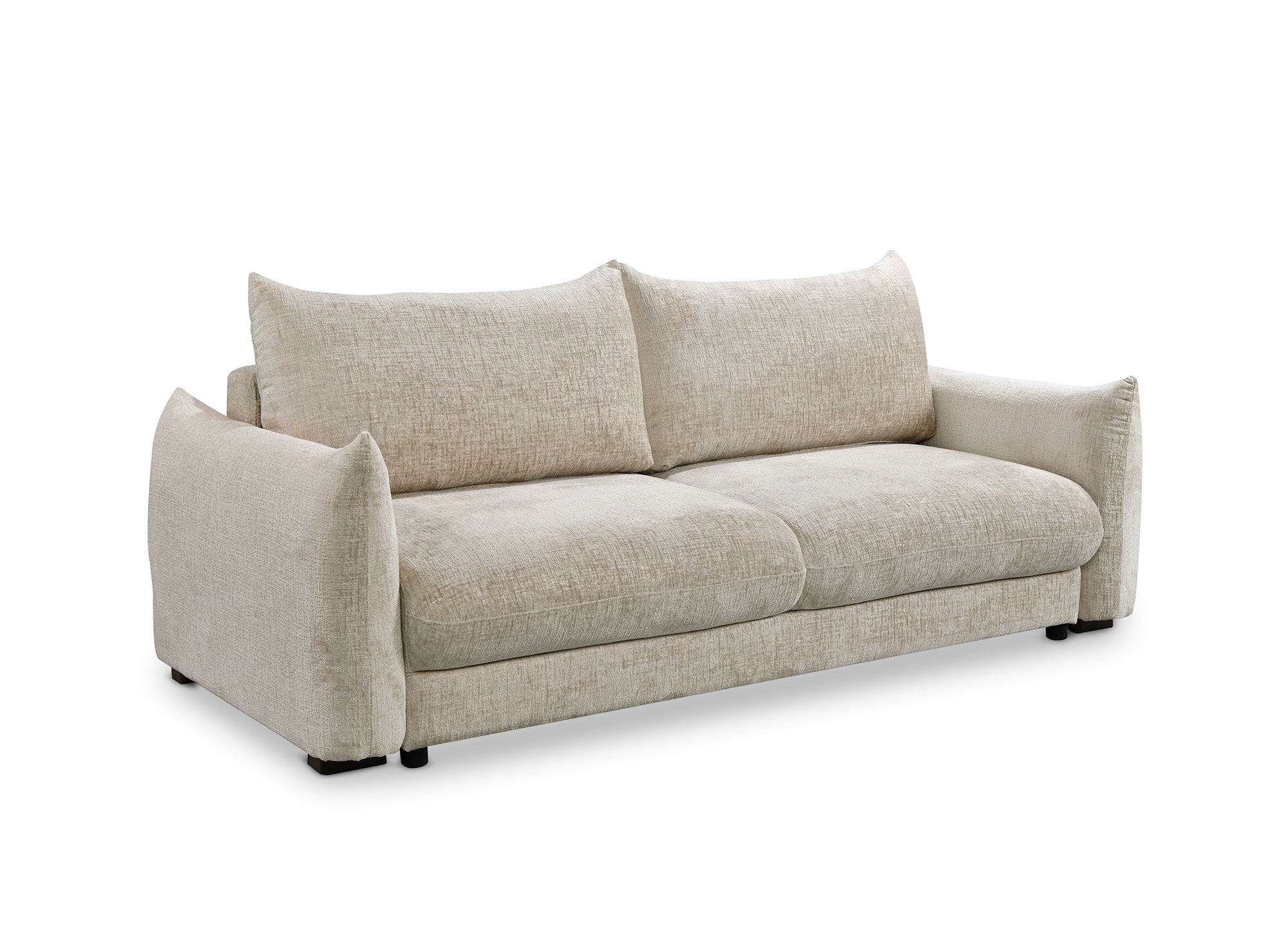 Sofá cama de 3 plazas COLBY con almacenaje en terciopelo jaspeado beige