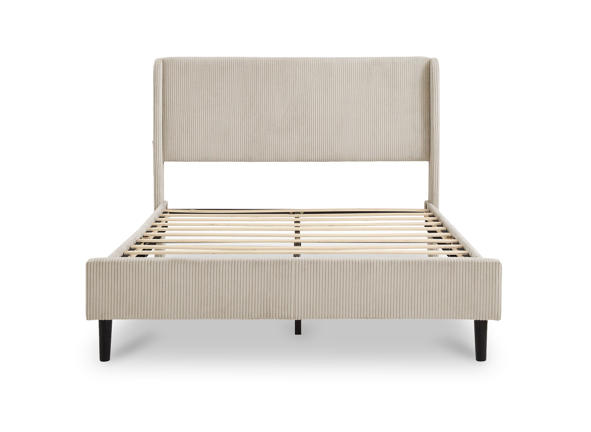 Cama doble en pana gruesa color topo 160x200cm LEVY