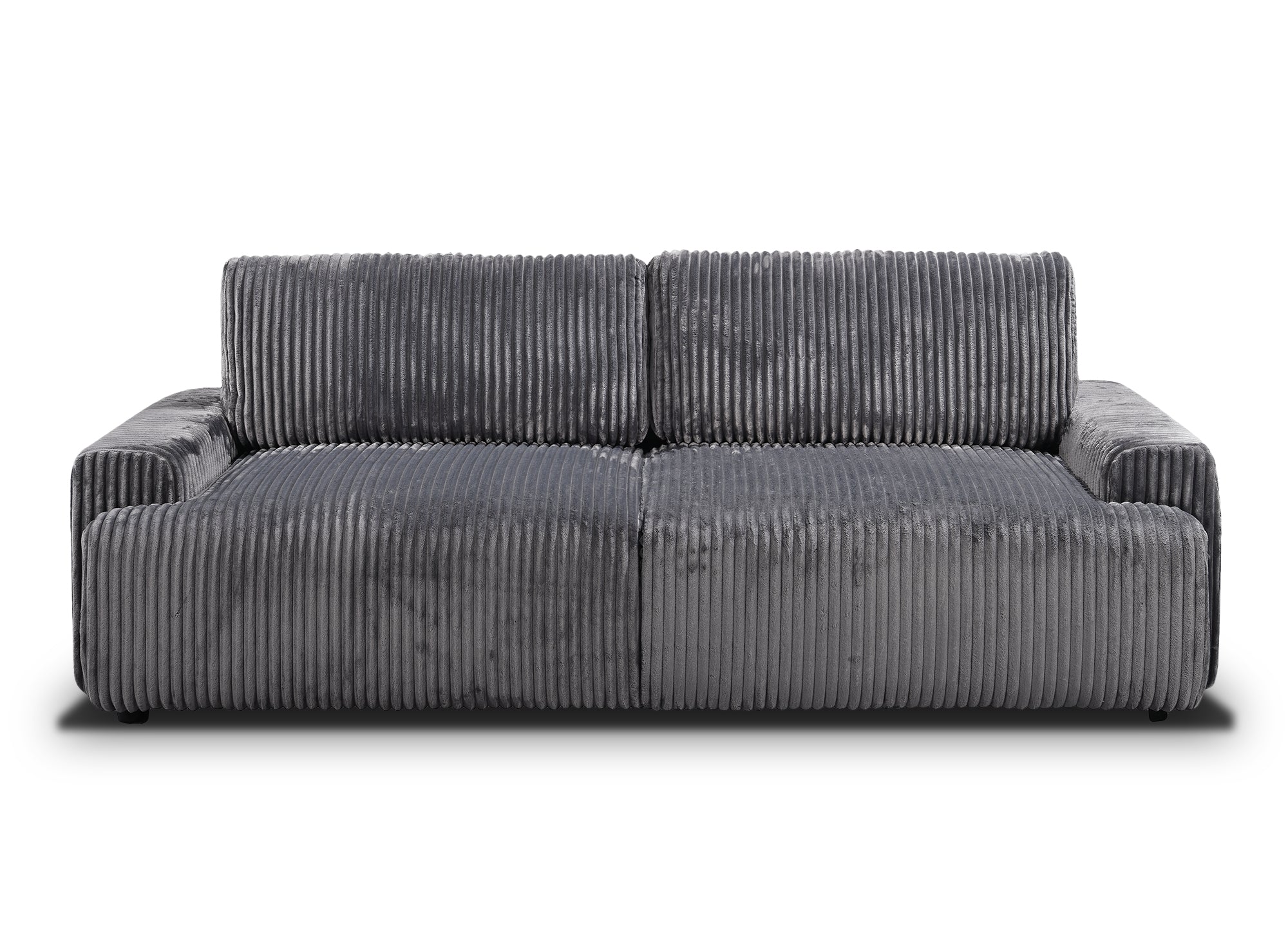 Sofá cama MILO con almacenaje en pana gris gruesa