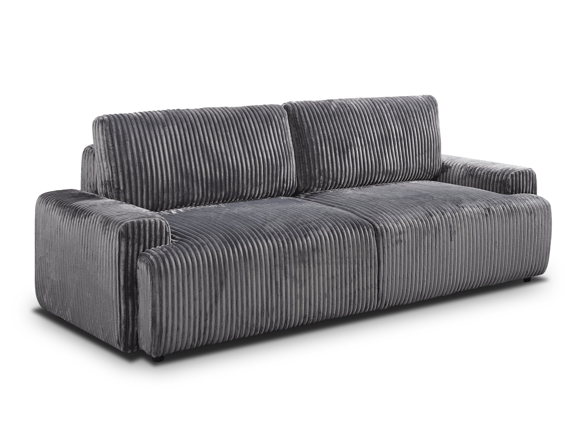 Sofá cama MILO con almacenaje en pana gris gruesa