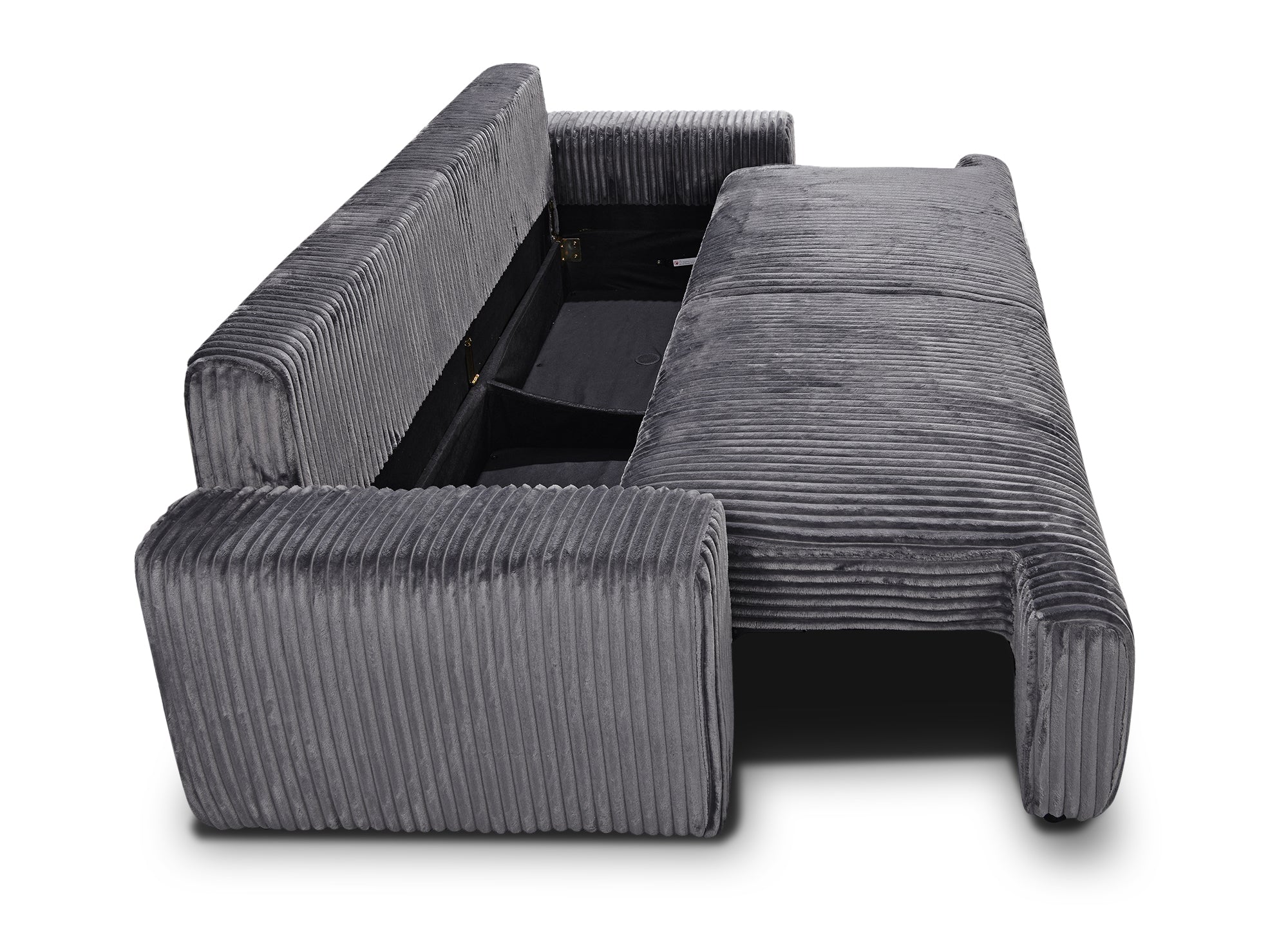 Sofá cama MILO con almacenaje en pana gris gruesa