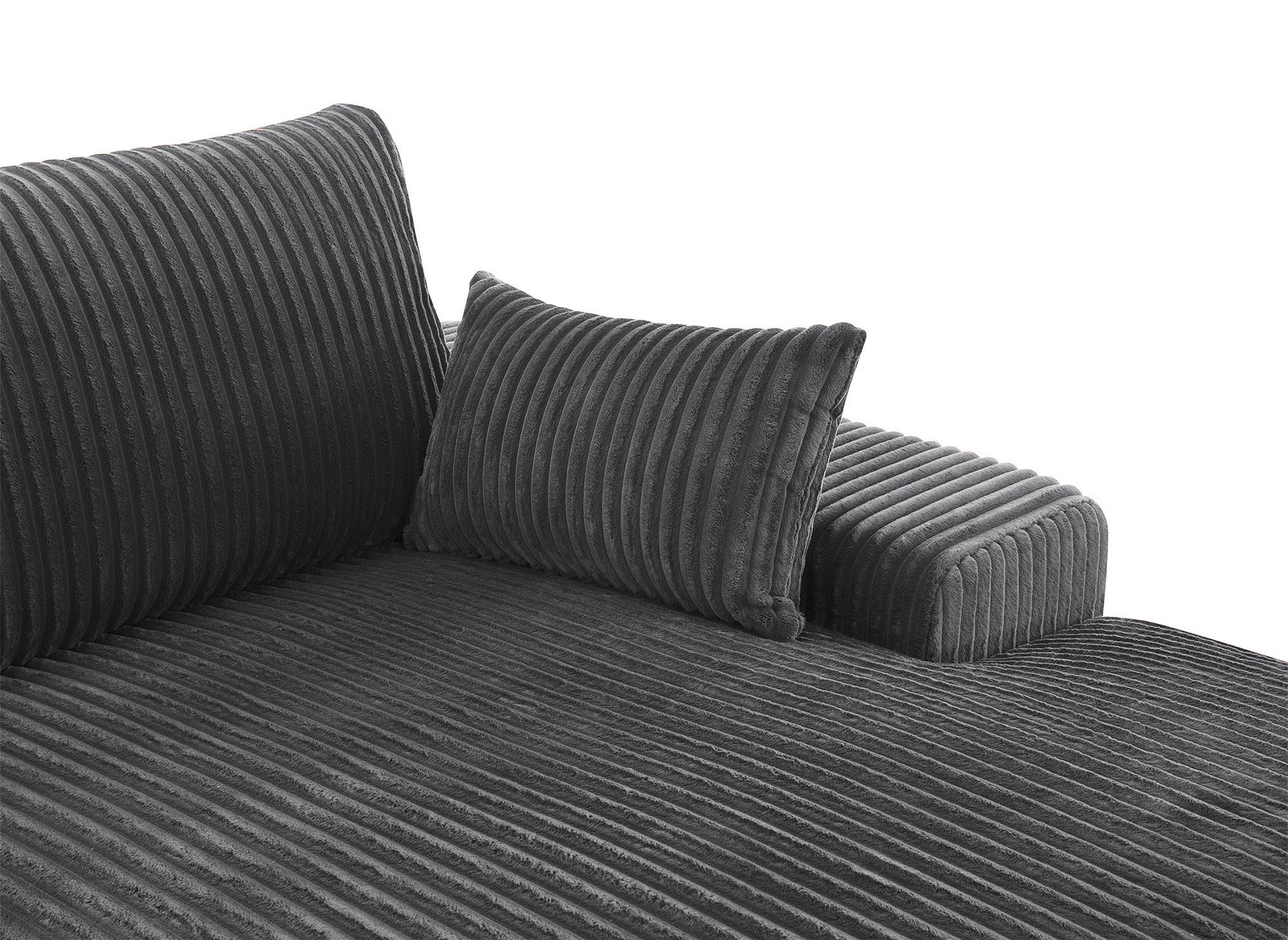 Sofá esquinero reversible SIRINA en suave tejido acanalado gris