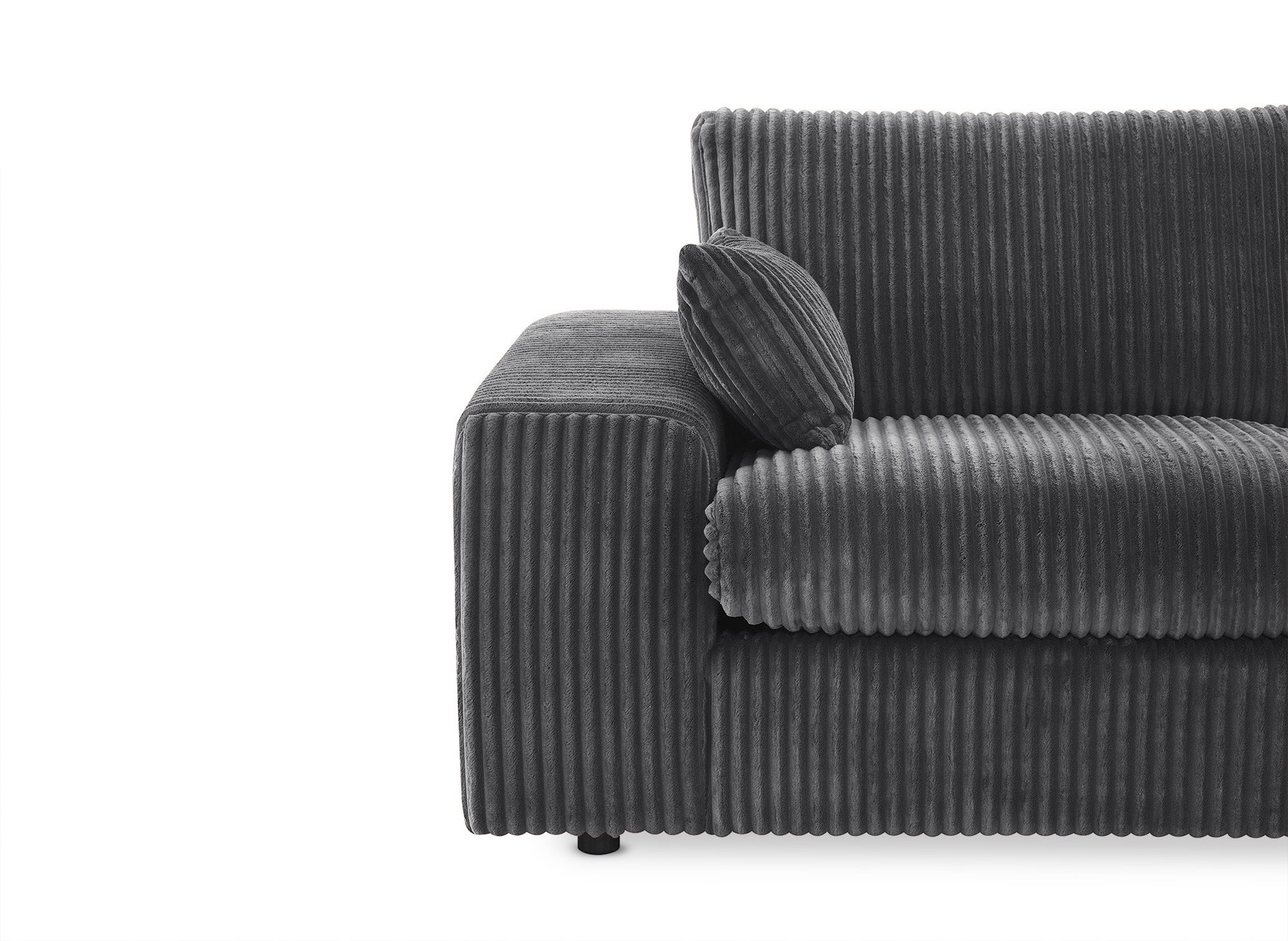 Sofá esquinero reversible SIRINA en suave tejido acanalado gris