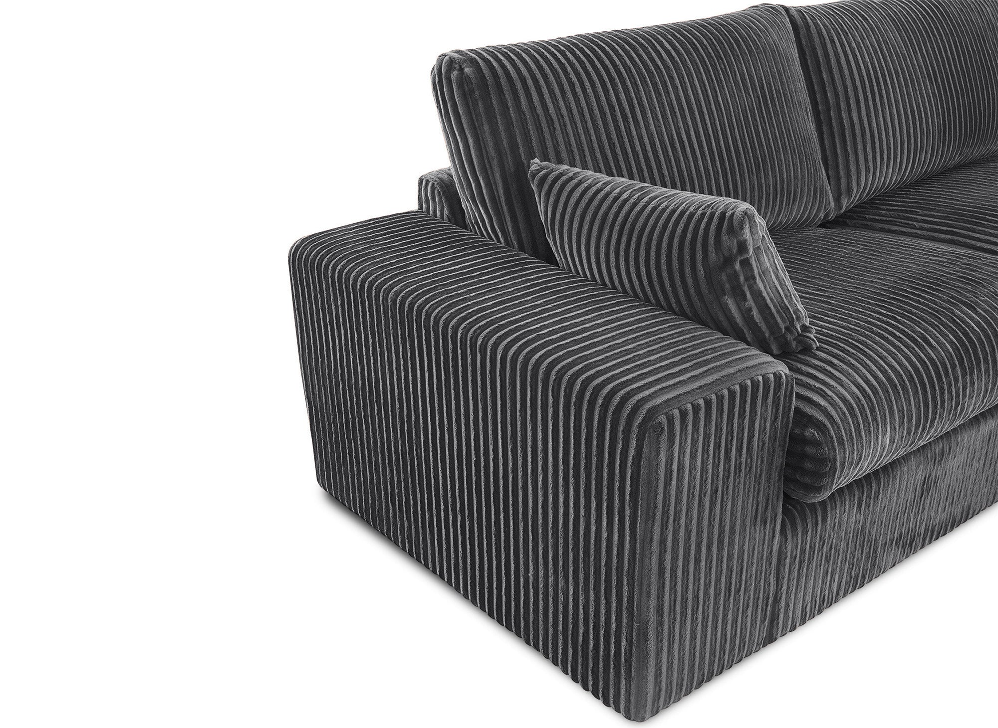 Sofá esquinero reversible SIRINA en suave tejido acanalado gris