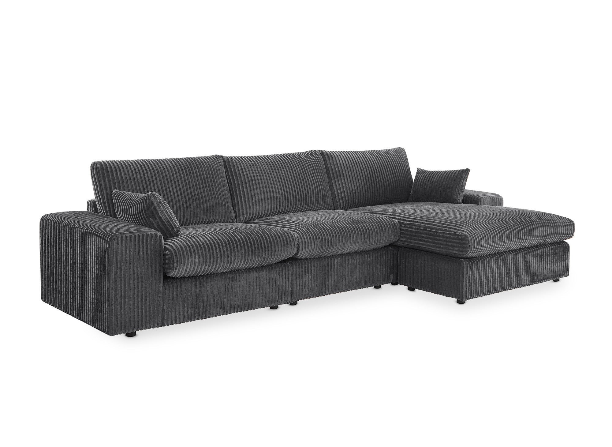 Sofá esquinero reversible SIRINA en suave tejido acanalado gris