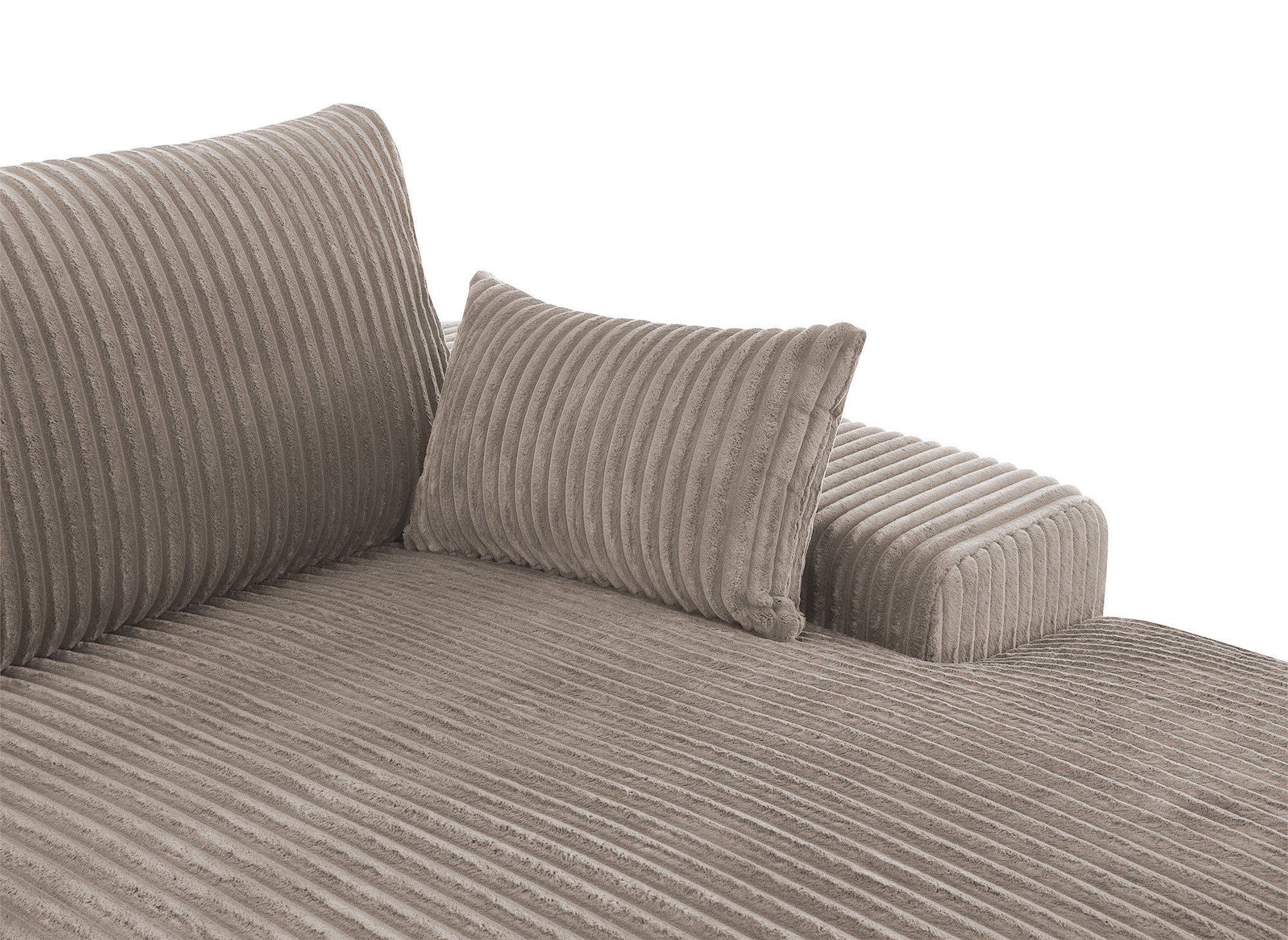 Sofá esquinero reversible SIRINA en suave tejido acanalado color topo