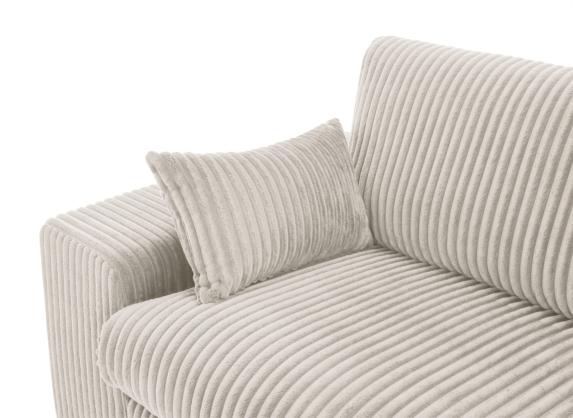 Sofá esquinero reversible SIRINA en suave tejido acanalado beige