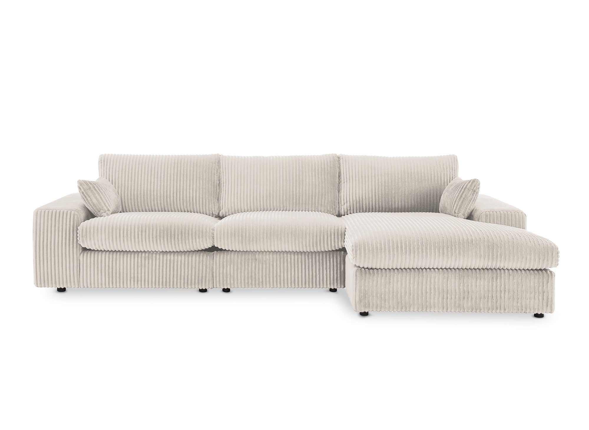 Sofá esquinero reversible SIRINA en suave tejido acanalado beige