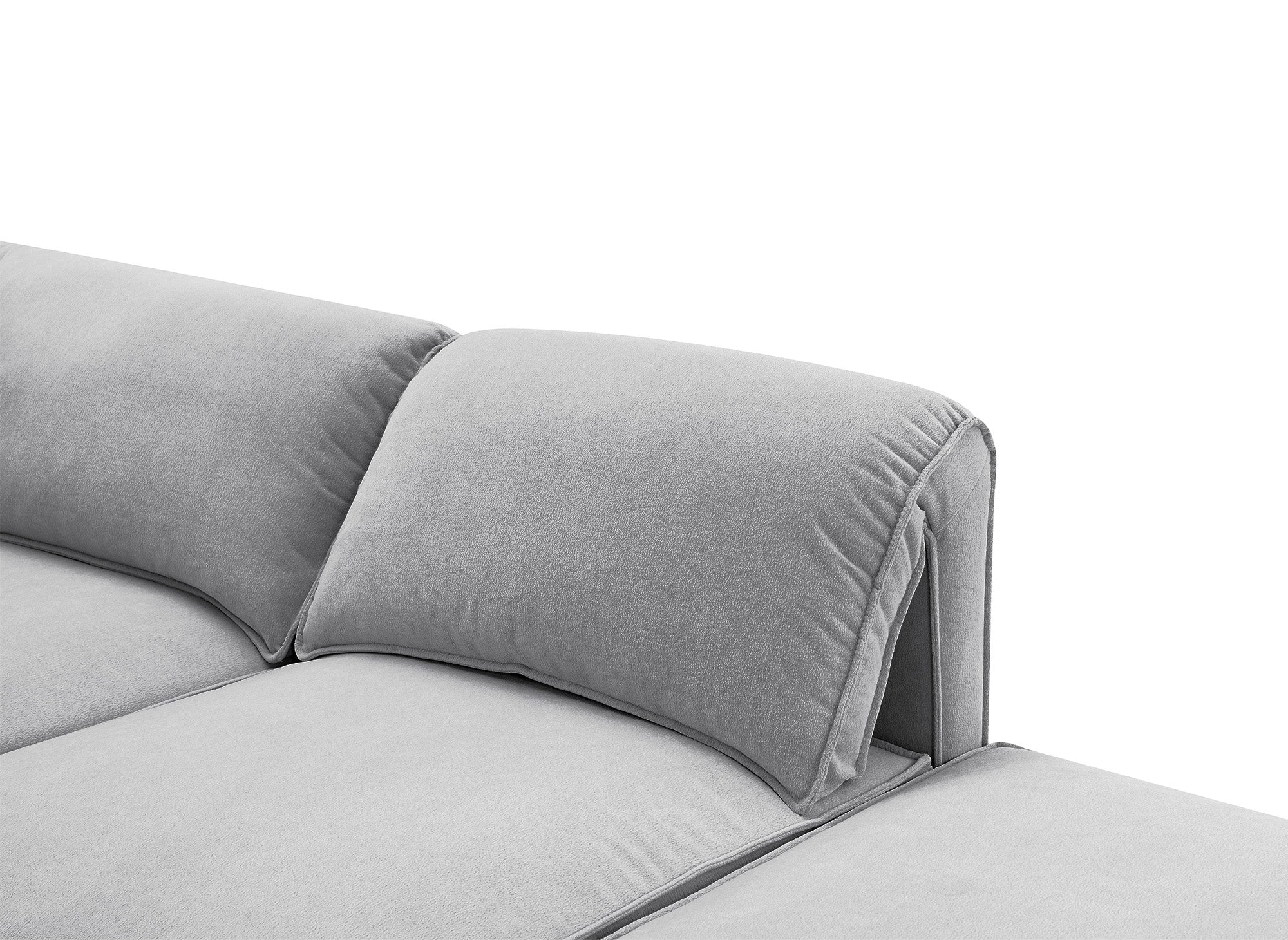 Sofá esquinero modular HARINA en terciopelo gris