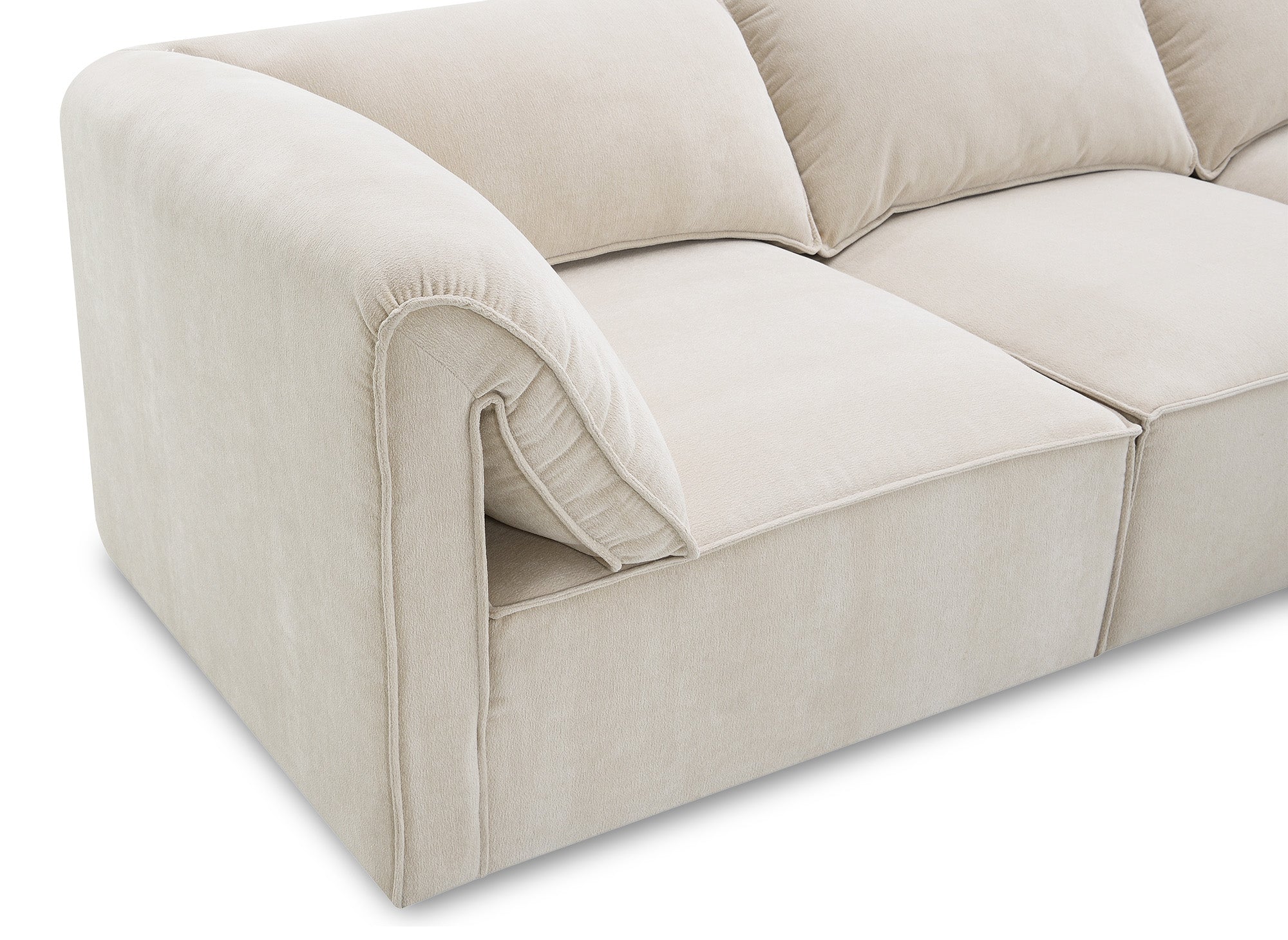 Sofá esquinero modular HARINA en terciopelo beige