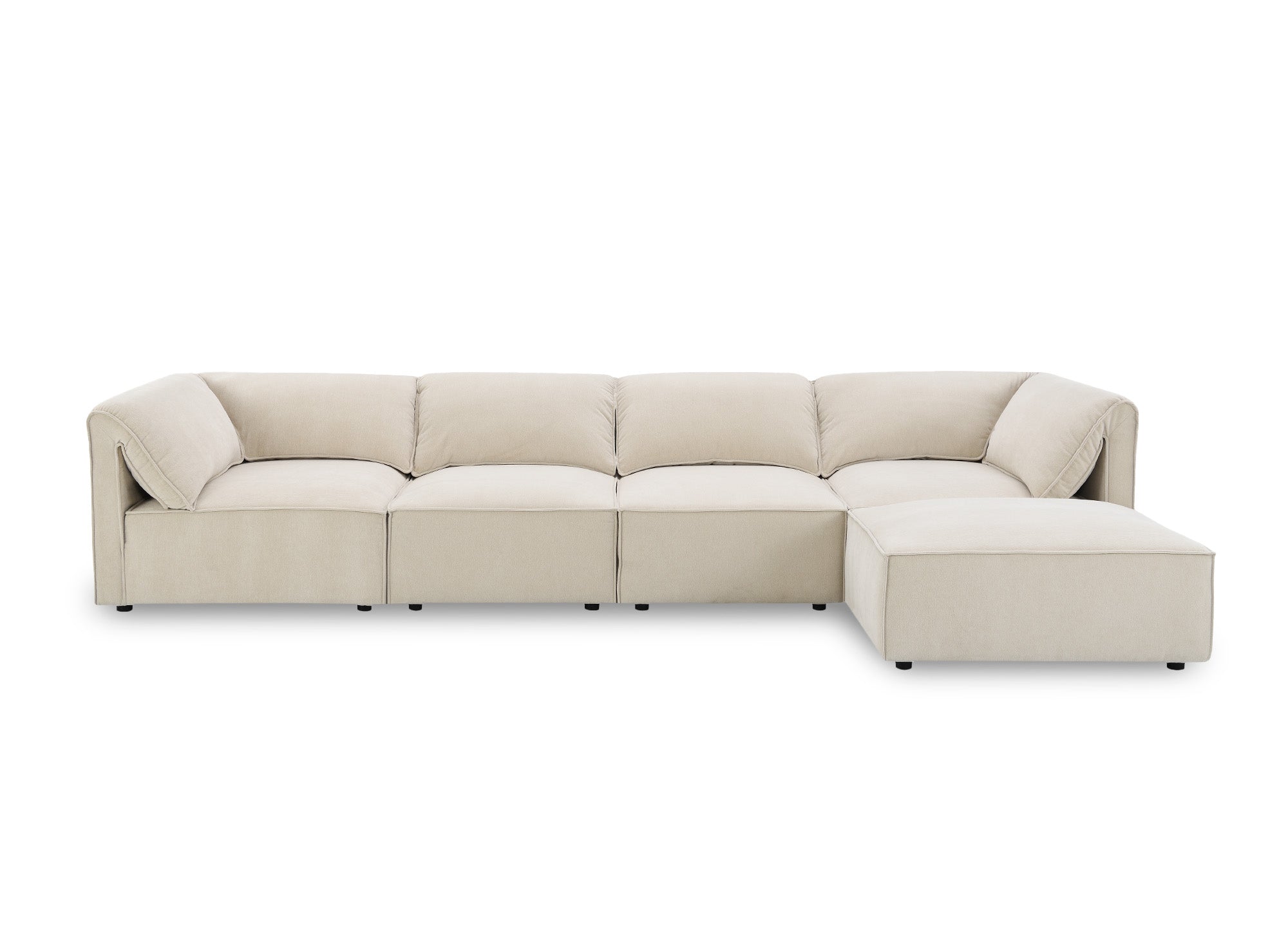 Sofá esquinero modular HARINA en terciopelo beige