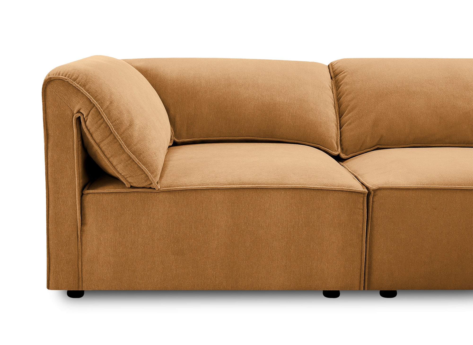 Sofá esquinero modular HARINA en terciopelo mostaza