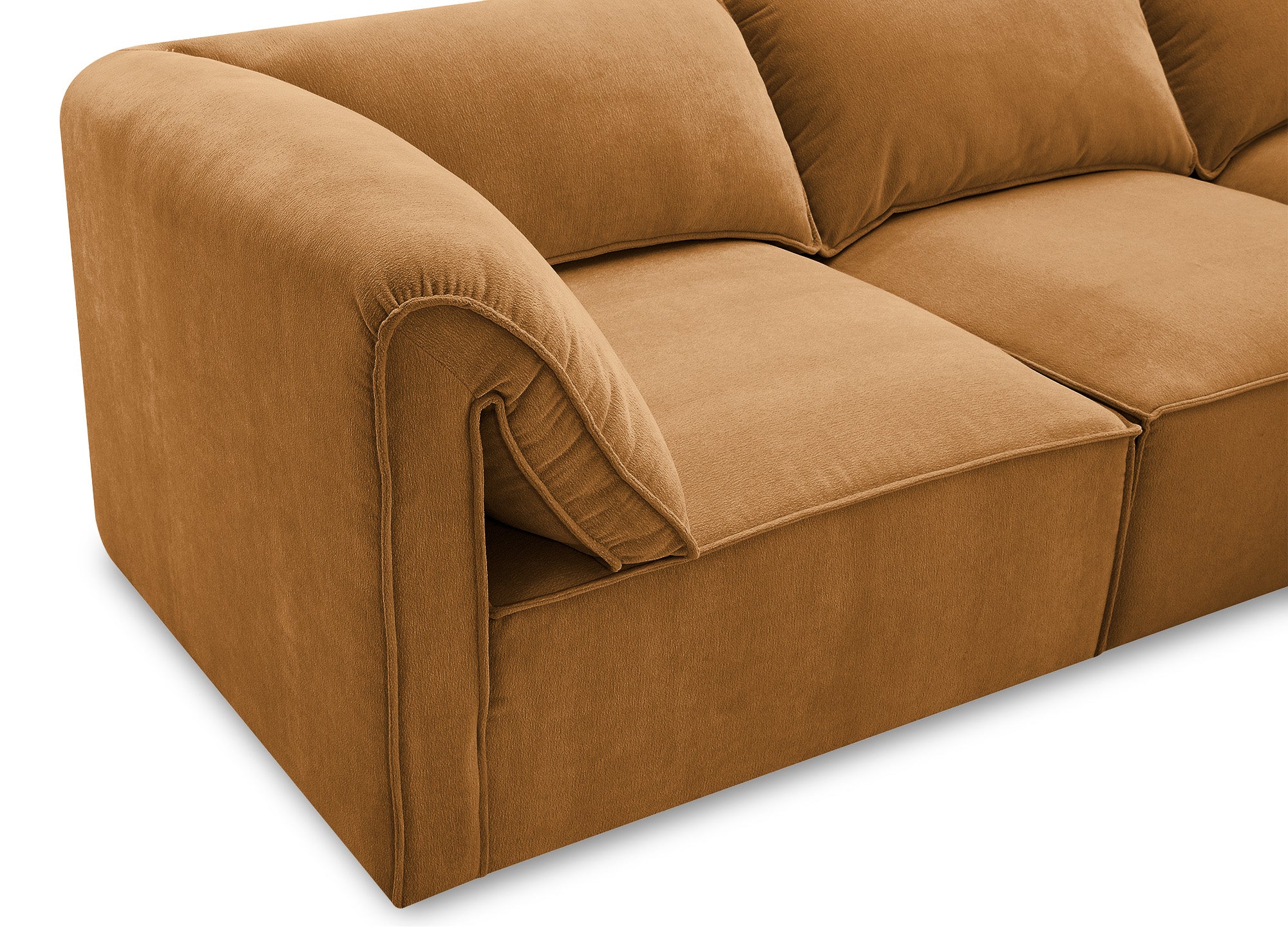 Sofá esquinero modular HARINA en terciopelo mostaza