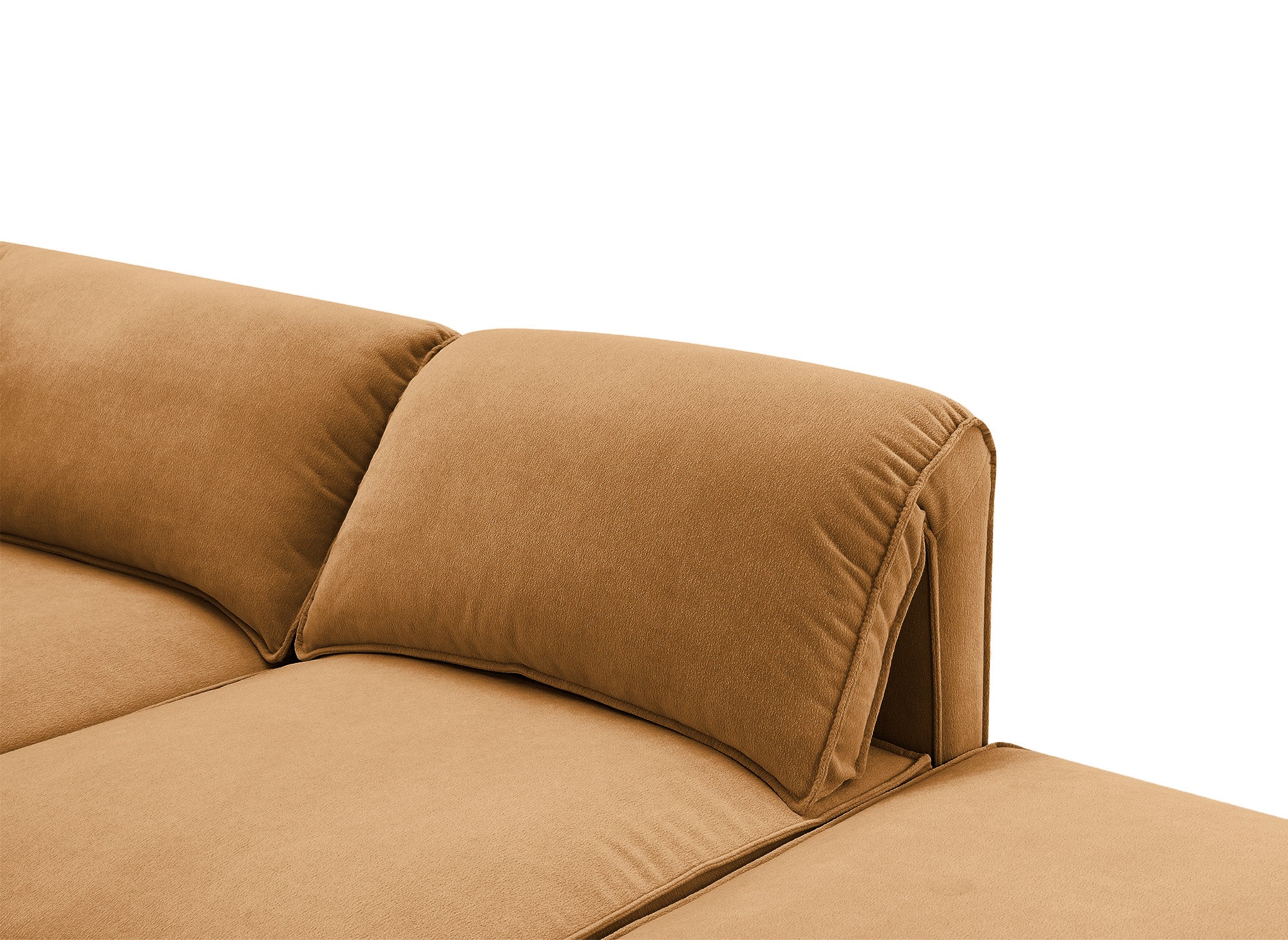 Sofá esquinero modular HARINA en terciopelo mostaza