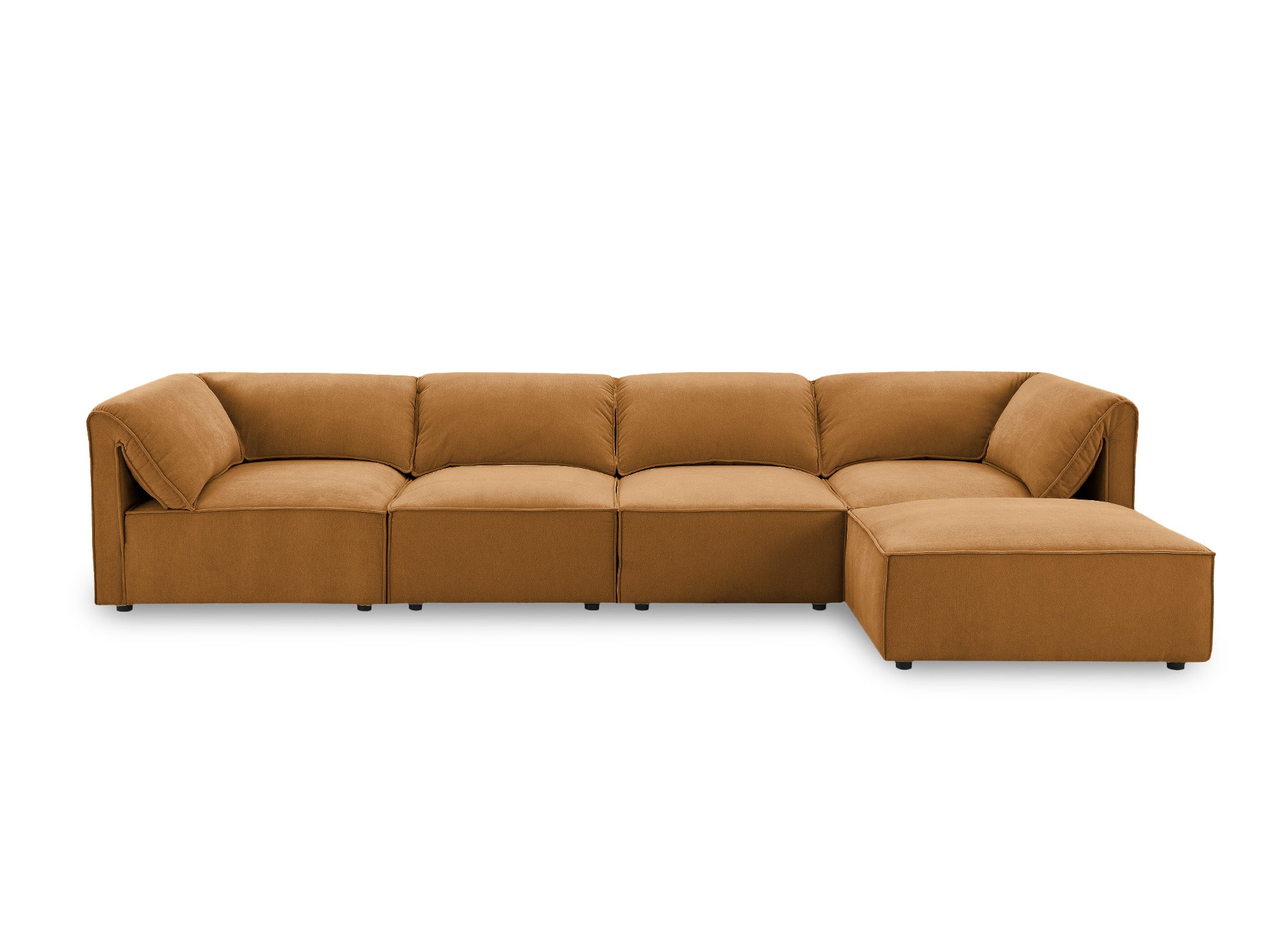 Sofá esquinero modular HARINA en terciopelo mostaza