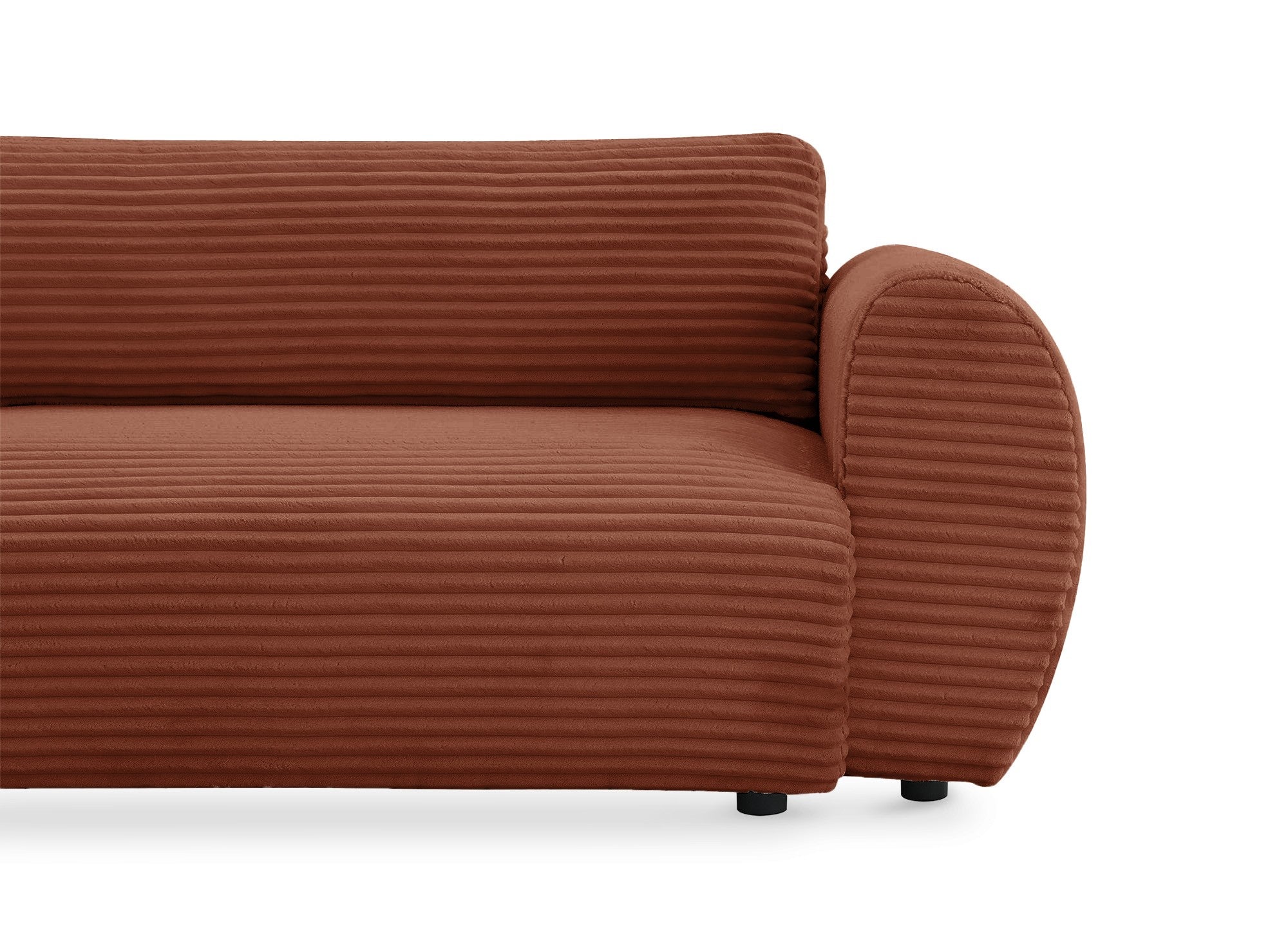 Sofá cama esquinero TILDA con chaise longue y almacenaje en tejido acanalado color terracota - Esquina izquierda