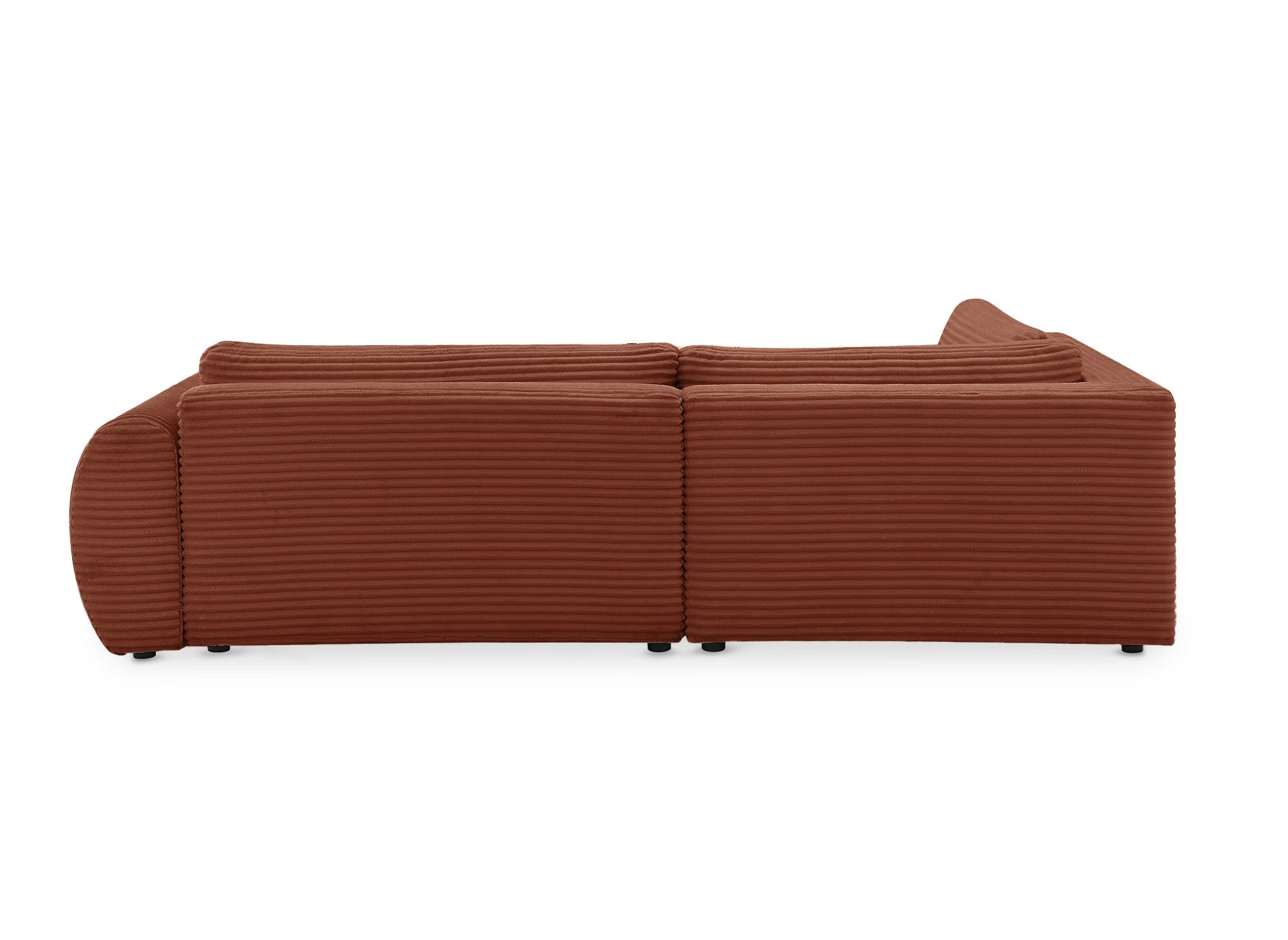 Sofá cama esquinero TILDA con chaise longue y almacenaje en tejido acanalado color terracota - Esquina izquierda