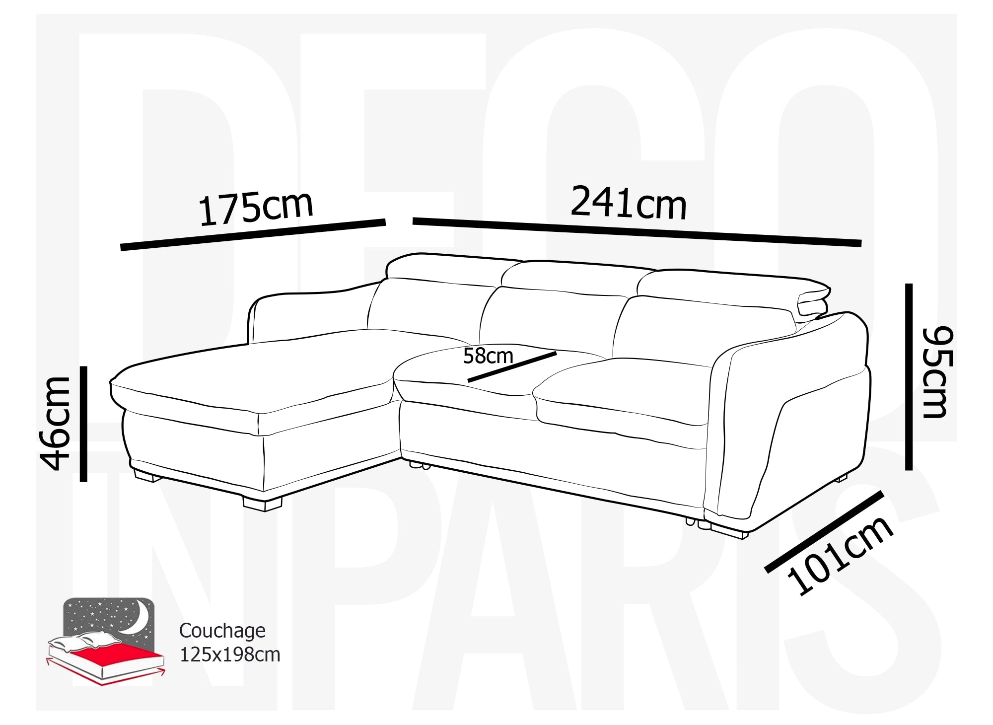 Sofá cama esquinero izquierdo PETUNIA con almacenaje en pana gruesa beige - Esquinero izquierdo