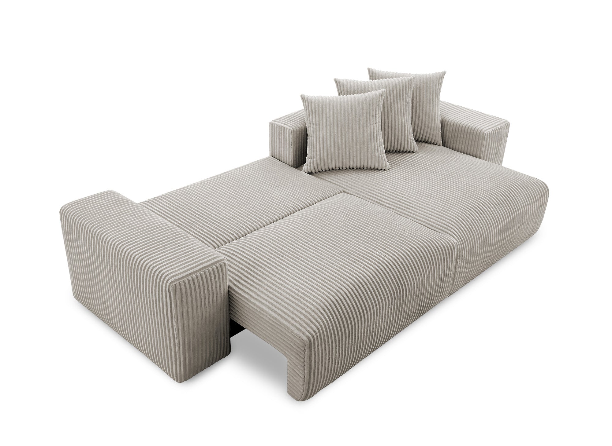 Sofá cama esquinero reversible NOELIA con almacenaje en pana gruesa color topo