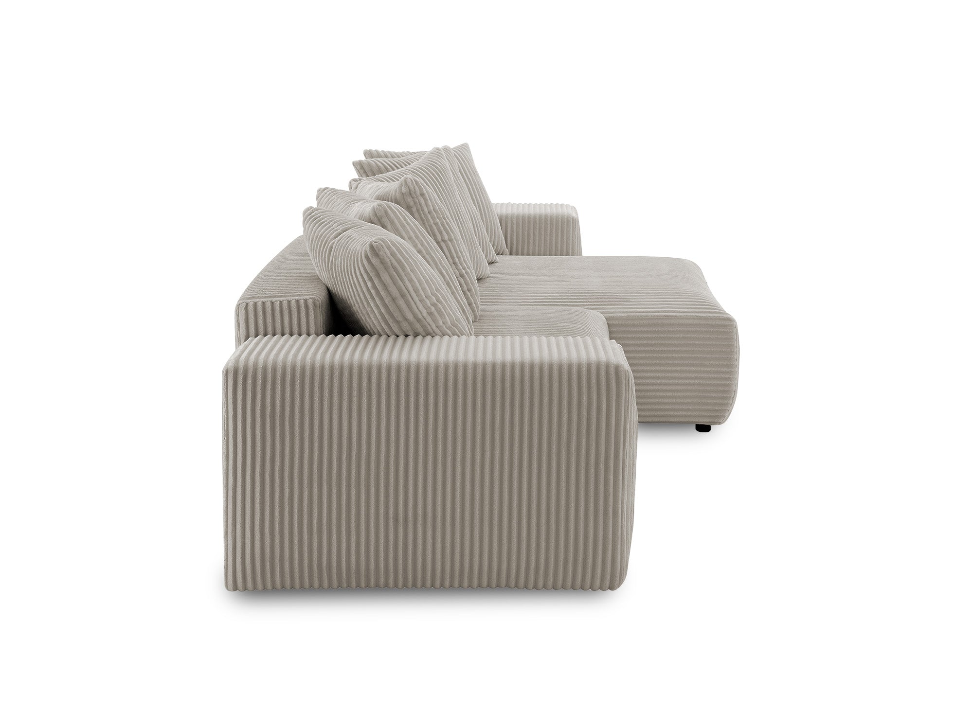 Sofá cama esquinero reversible NOELIA con almacenaje en pana gruesa color topo