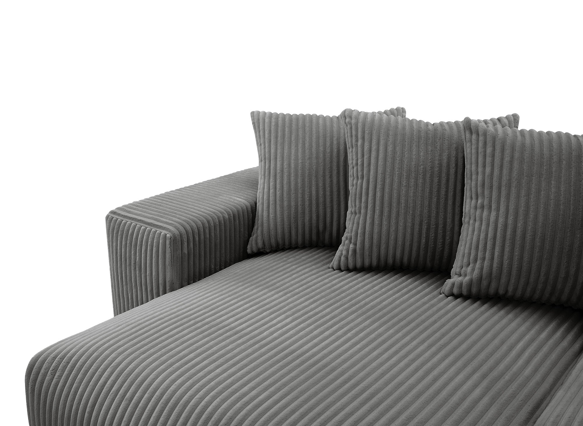 Sofá cama esquinero reversible NOELIA con almacenaje en pana gris gruesa