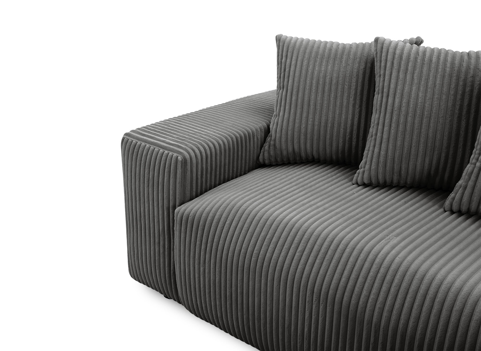 Sofá cama esquinero reversible NOELIA con almacenaje en pana gris gruesa